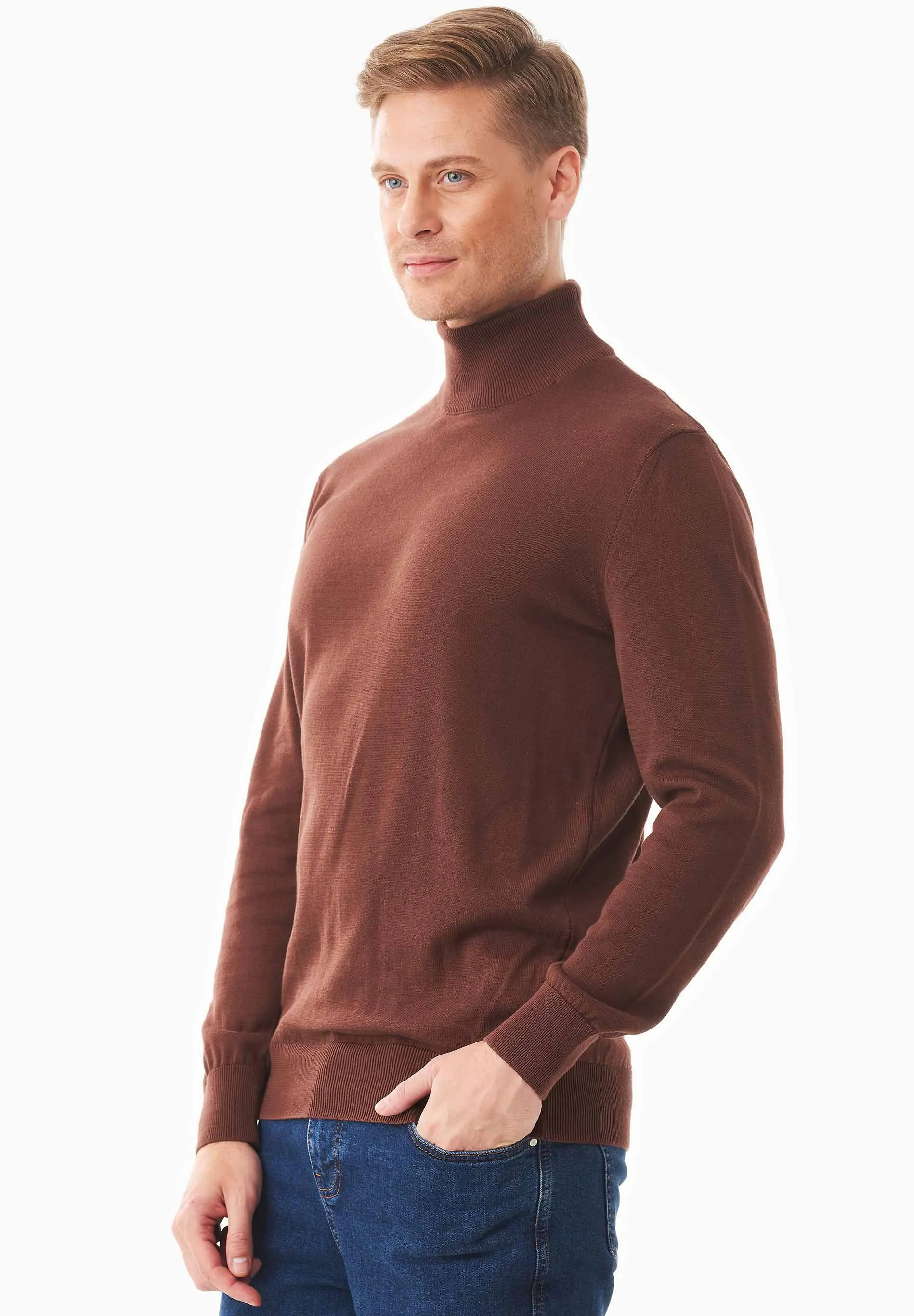 Men's Organic Cotton Turtleneck Sweater Radical Brown sold by Ivalo.com product image thumbnail 5