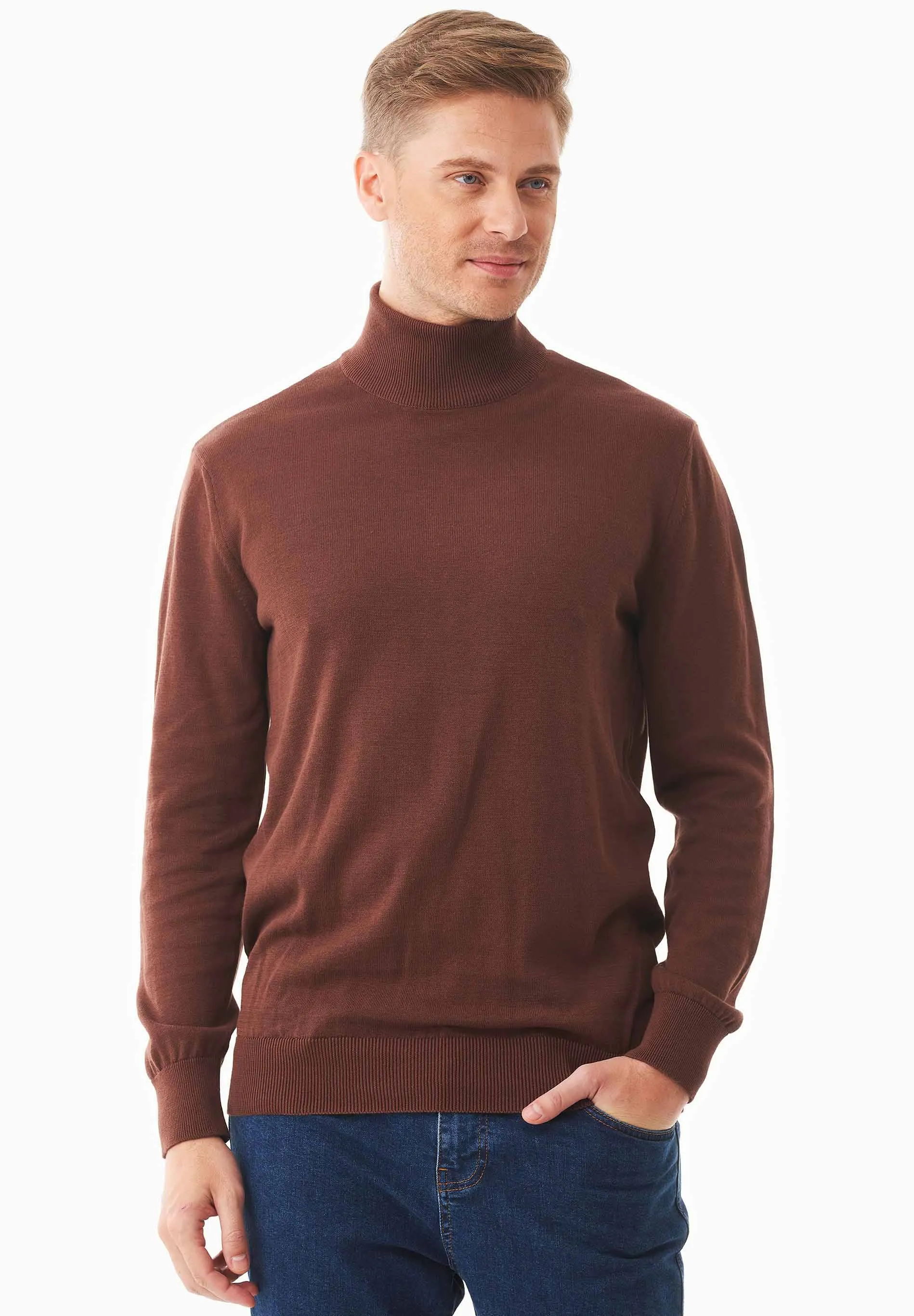 Men's Organic Cotton Turtleneck Sweater Radical Brown sold by Ivalo.com