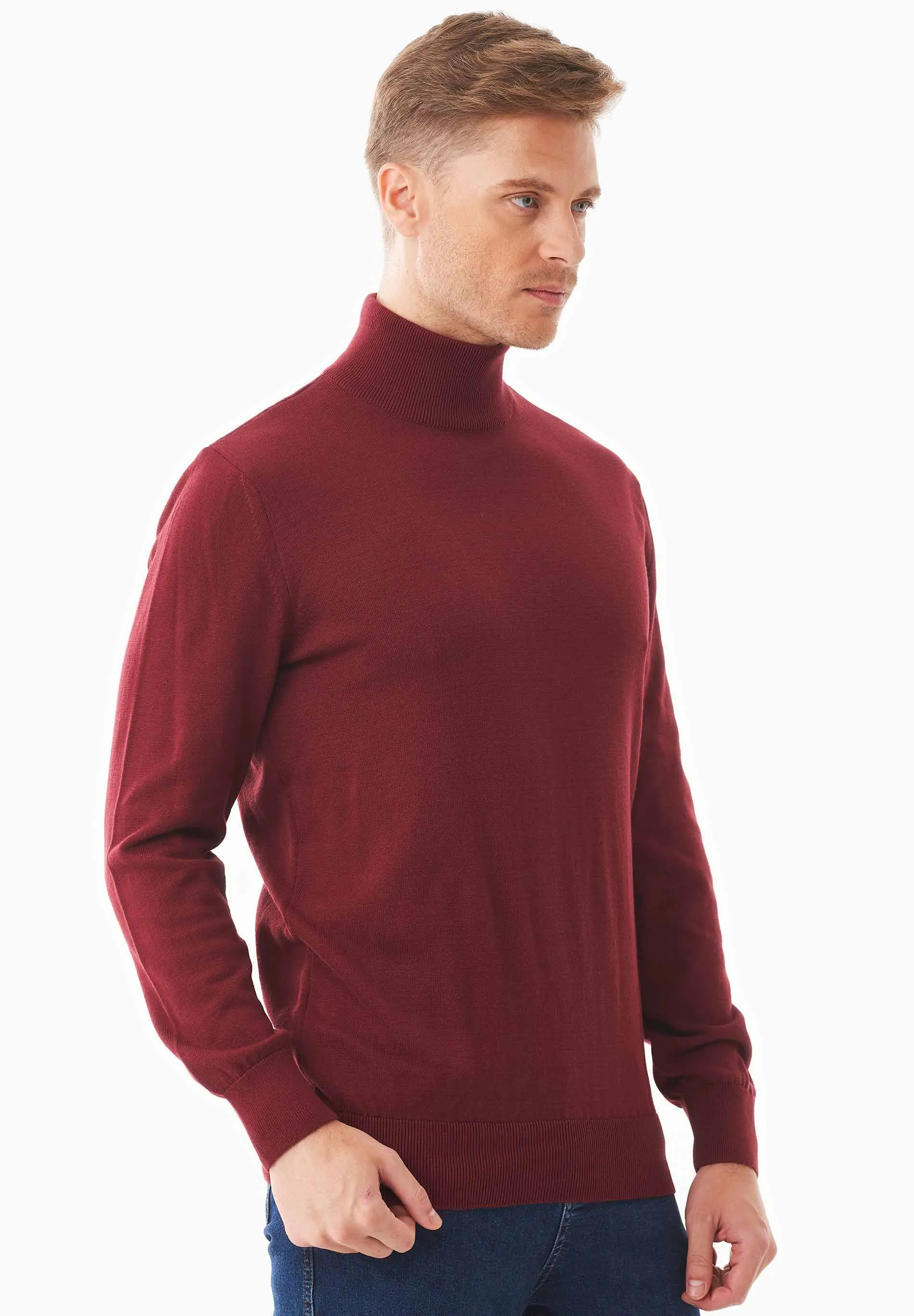Men's Organic Cotton Turtleneck Sweater Syrah Red sold by Ivalo.com product image thumbnail 5