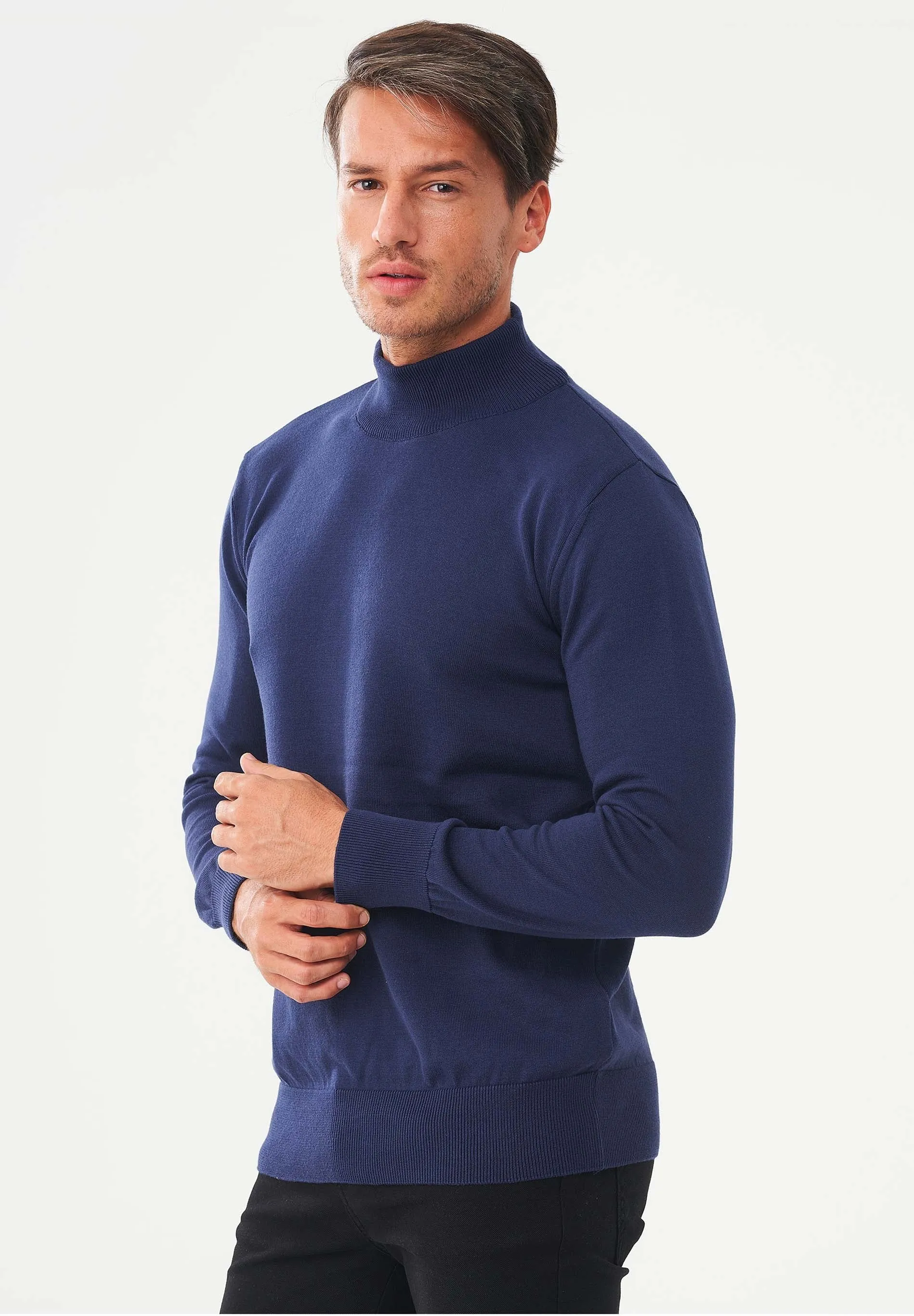 Men's Organic Cotton Turtleneck Sweater Navy sold by Ivalo.com product image thumbnail 4