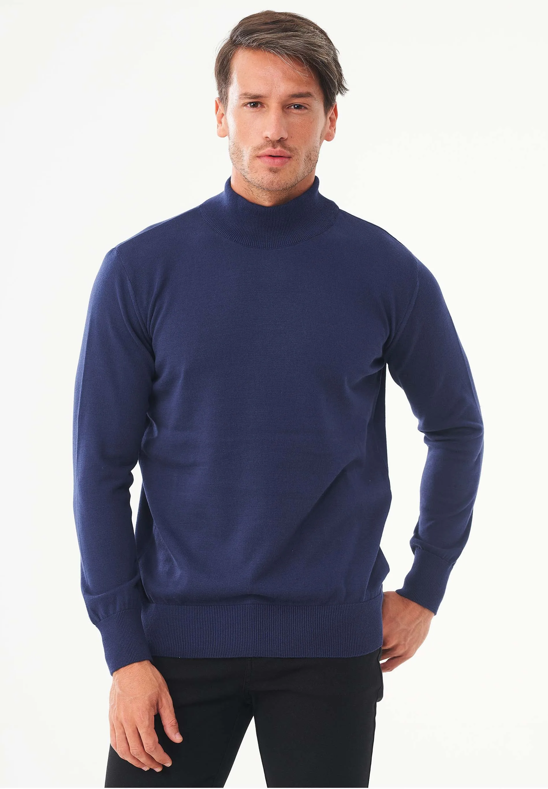 Men's Organic Cotton Turtleneck Sweater Navy sold by Ivalo.com