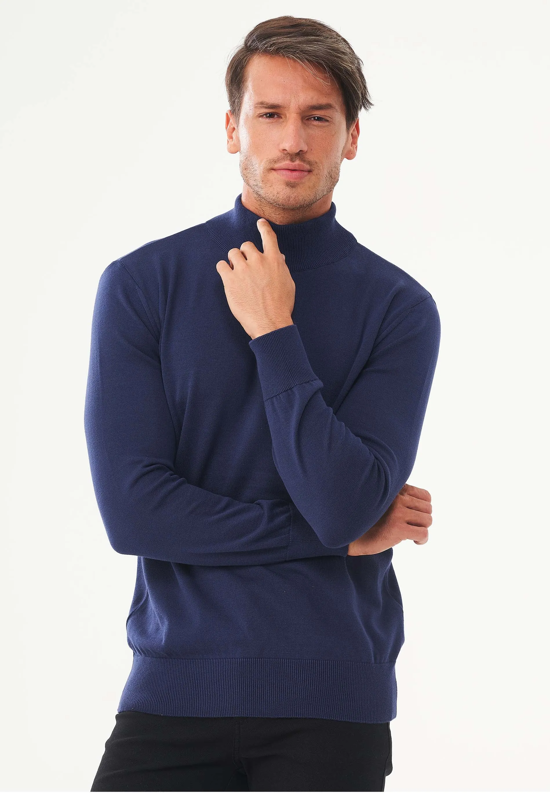 Men's Organic Cotton Turtleneck Sweater Navy sold by Ivalo.com product image thumbnail 5