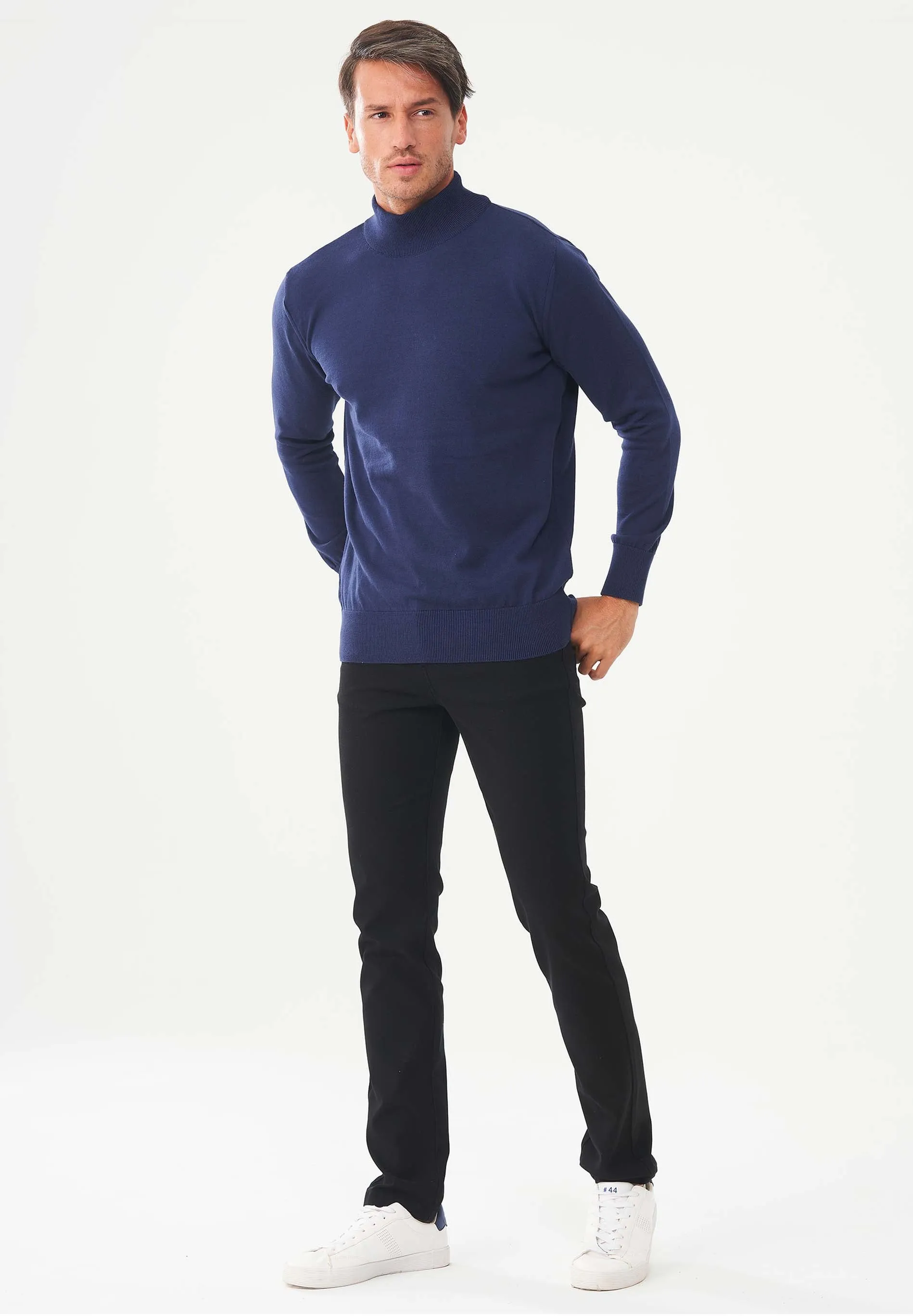 Men's Organic Cotton Turtleneck Sweater Navy sold by Ivalo.com product image thumbnail 3
