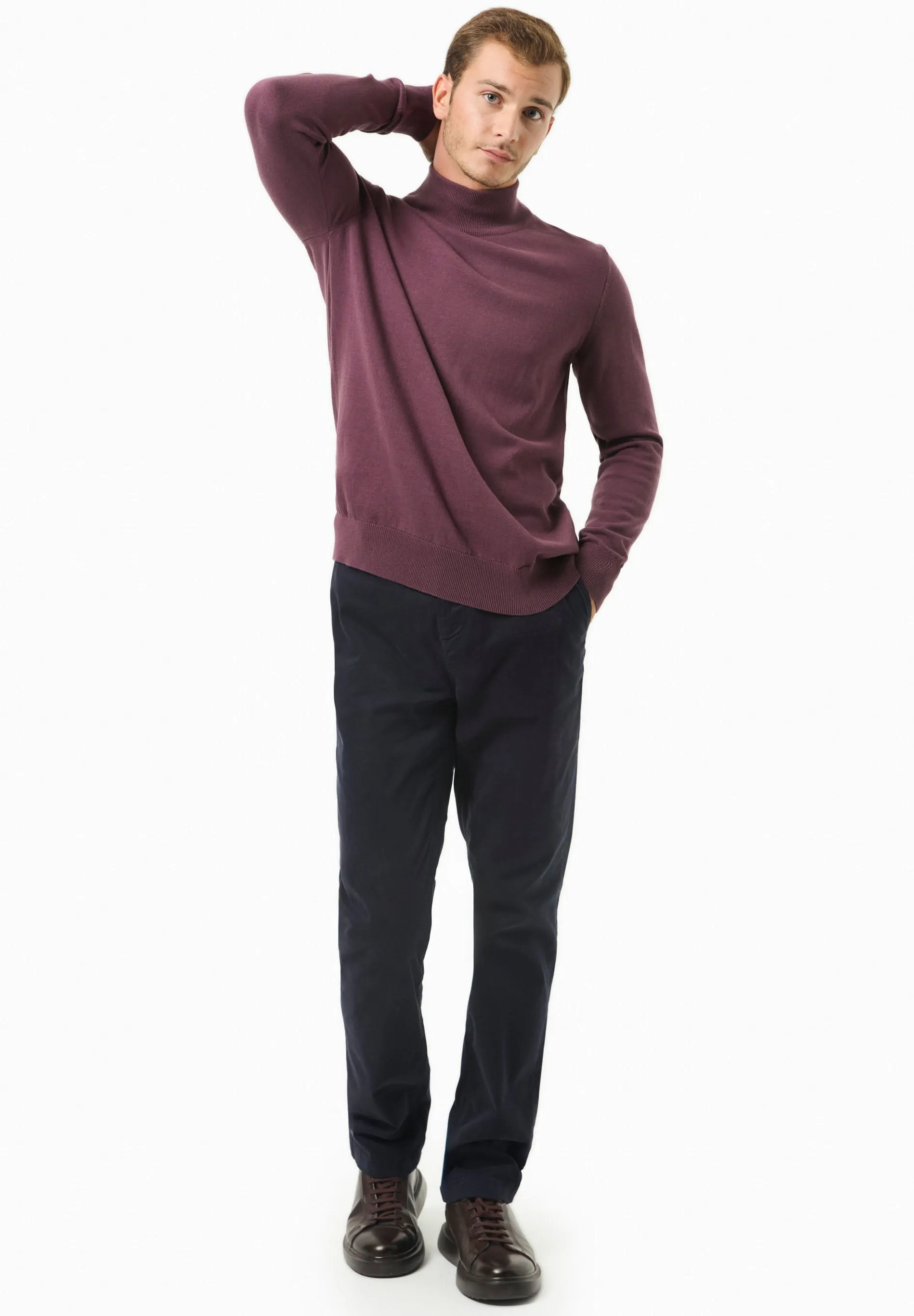 Men's Organic Cotton Turtleneck Sweater Dark Fig sold by Ivalo.com product image thumbnail 3