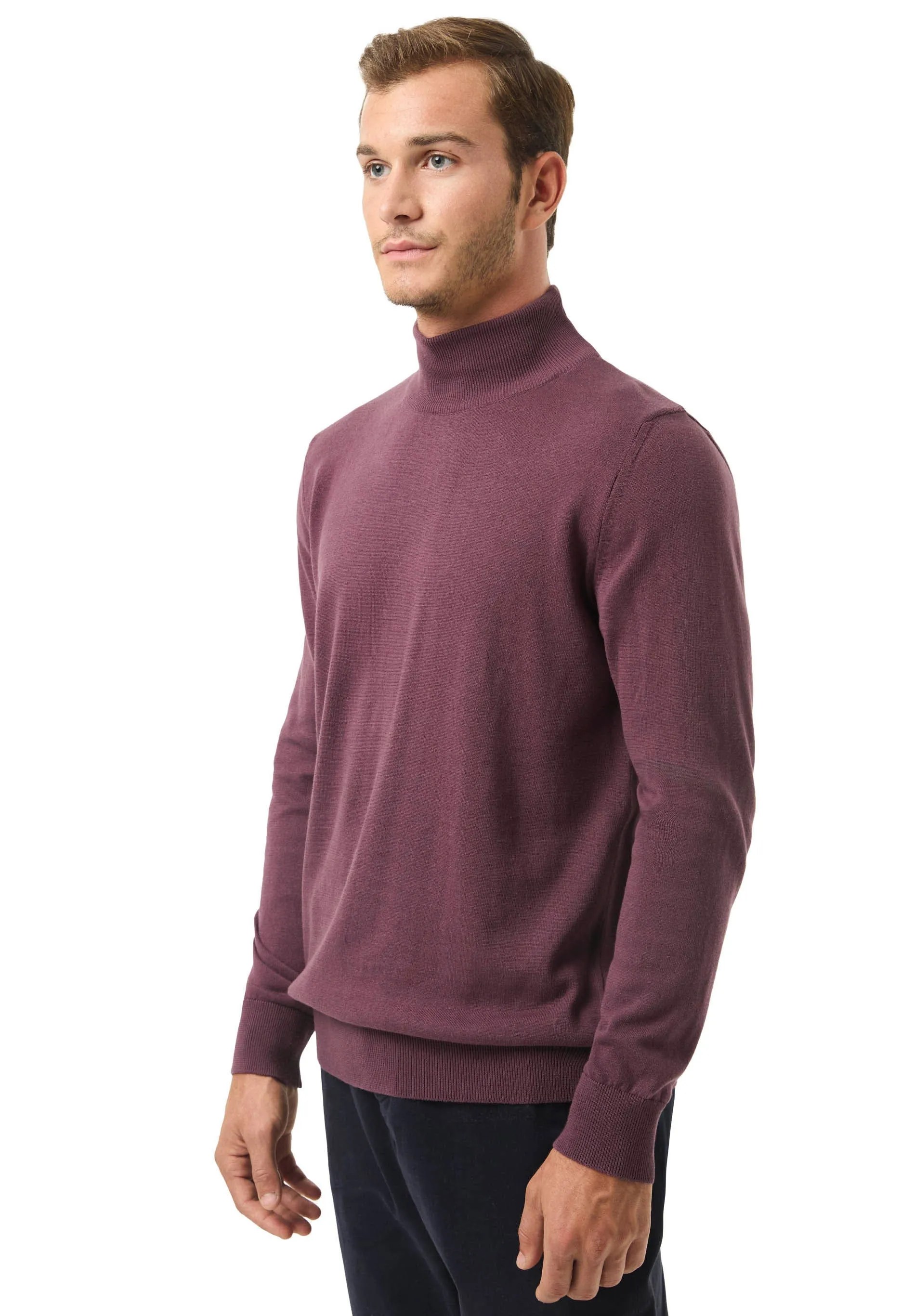 Men's Organic Cotton Turtleneck Sweater Dark Fig sold by Ivalo.com product image thumbnail 4