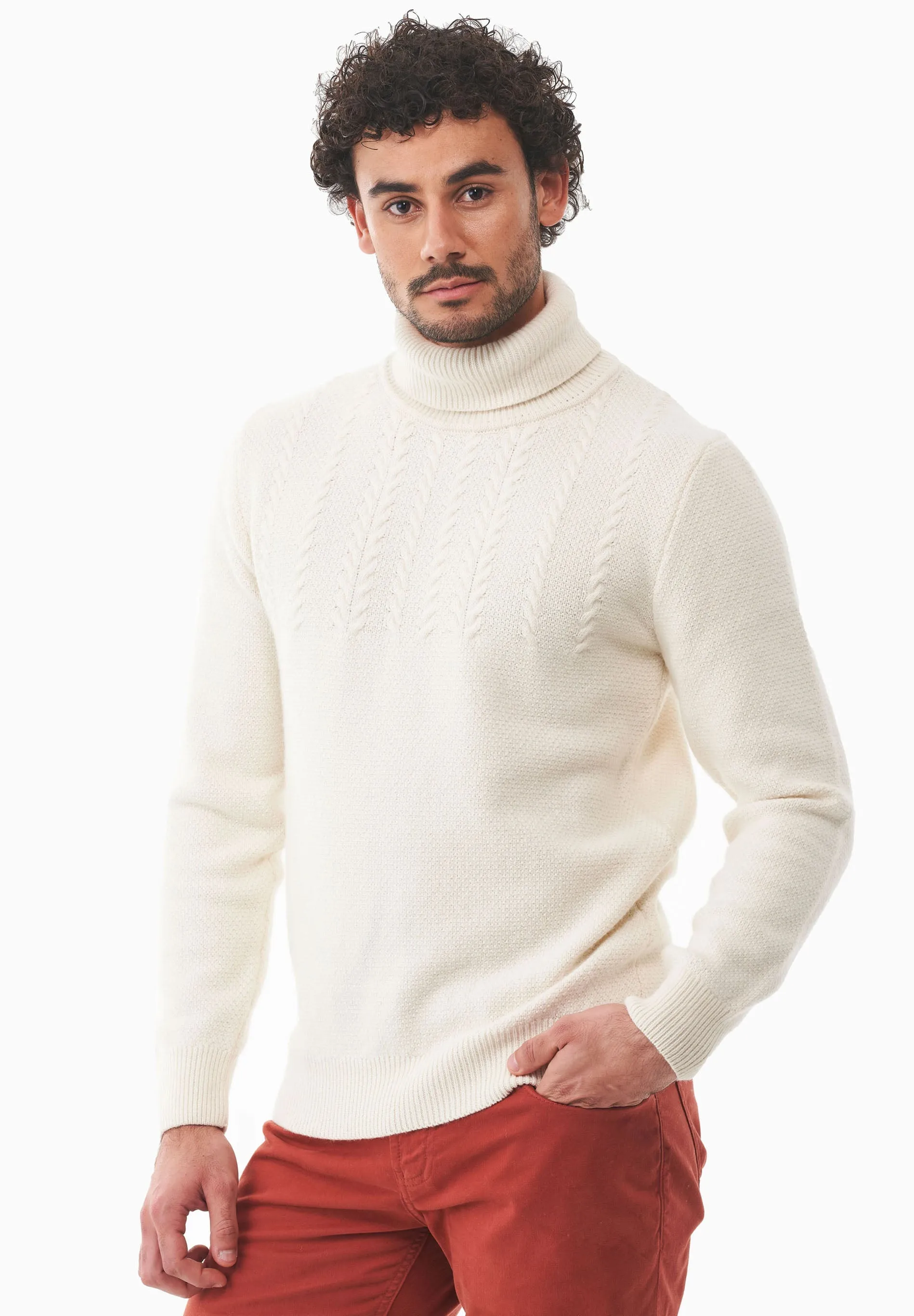 Men's Wool Blend Turtleneck Sweater Off White sold by Ivalo.com product image thumbnail 5