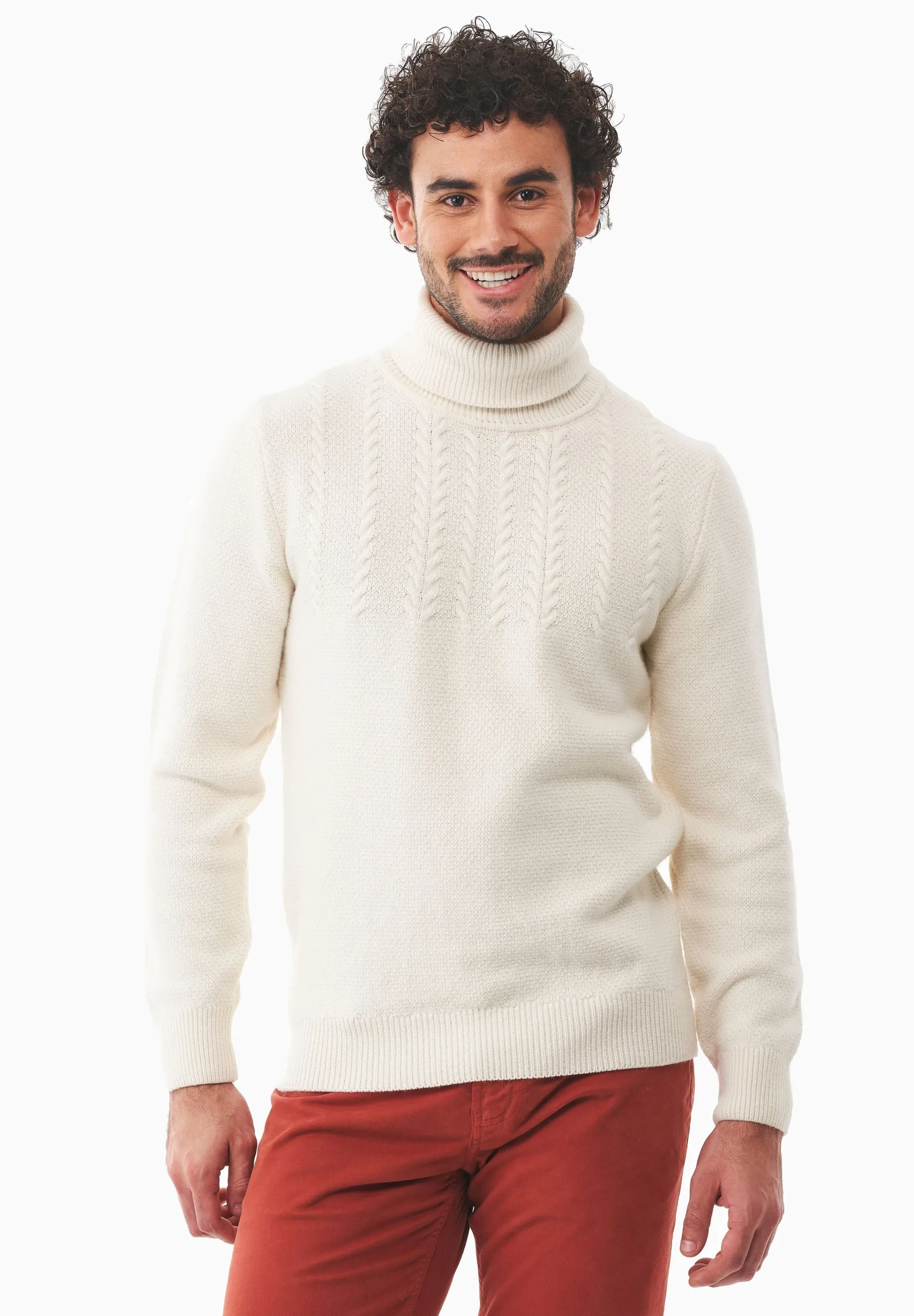 Men's Wool Blend Turtleneck Sweater Off White sold by Ivalo.com