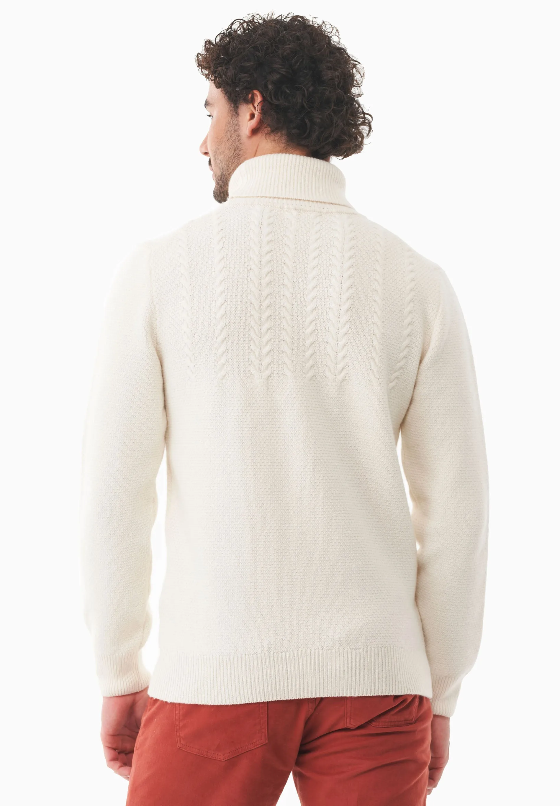 Men's Wool Blend Turtleneck Sweater Off White sold by Ivalo.com product image thumbnail 2