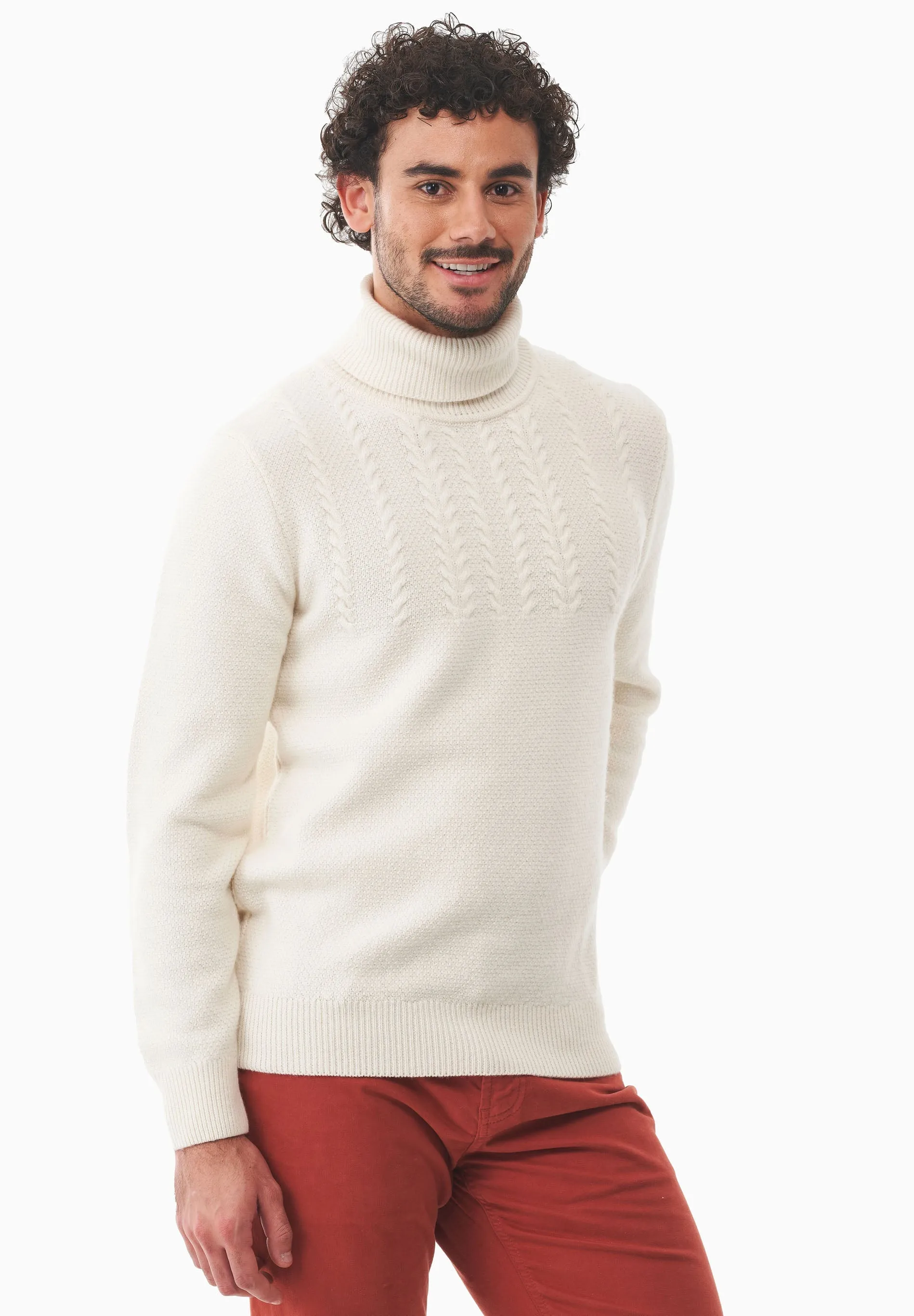 Men's Wool Blend Turtleneck Sweater Off White sold by Ivalo.com product image thumbnail 4