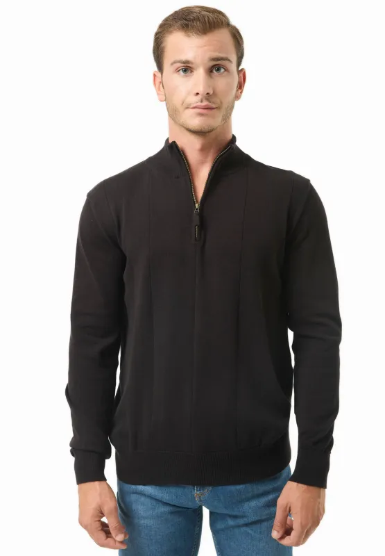 Men's Troyer Zip Sweater Black sold by Ivalo.com