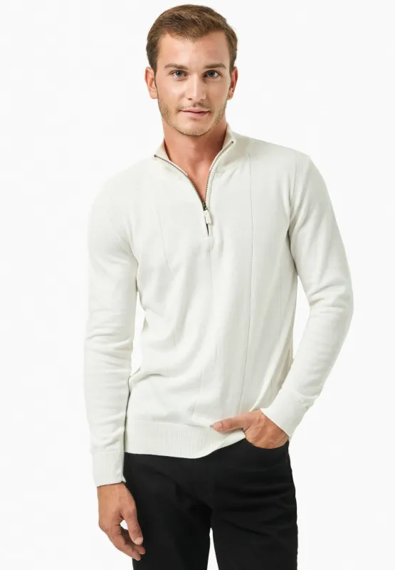 Men's Troyer Zip Sweater Off White sold by Ivalo.com