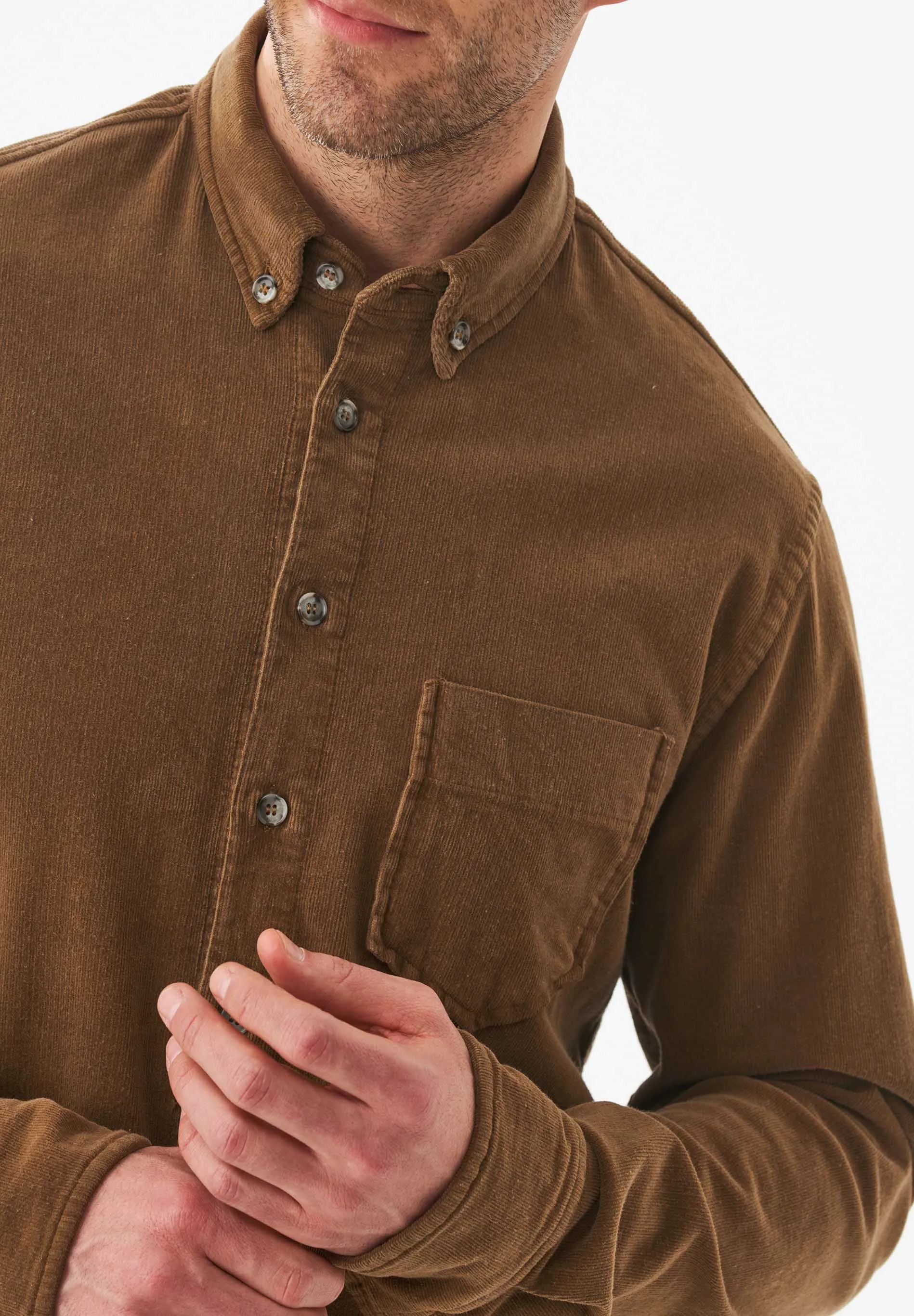 Men's Corduroy Button-Up Shirt Camel sold by Ivalo.com product image thumbnail 5