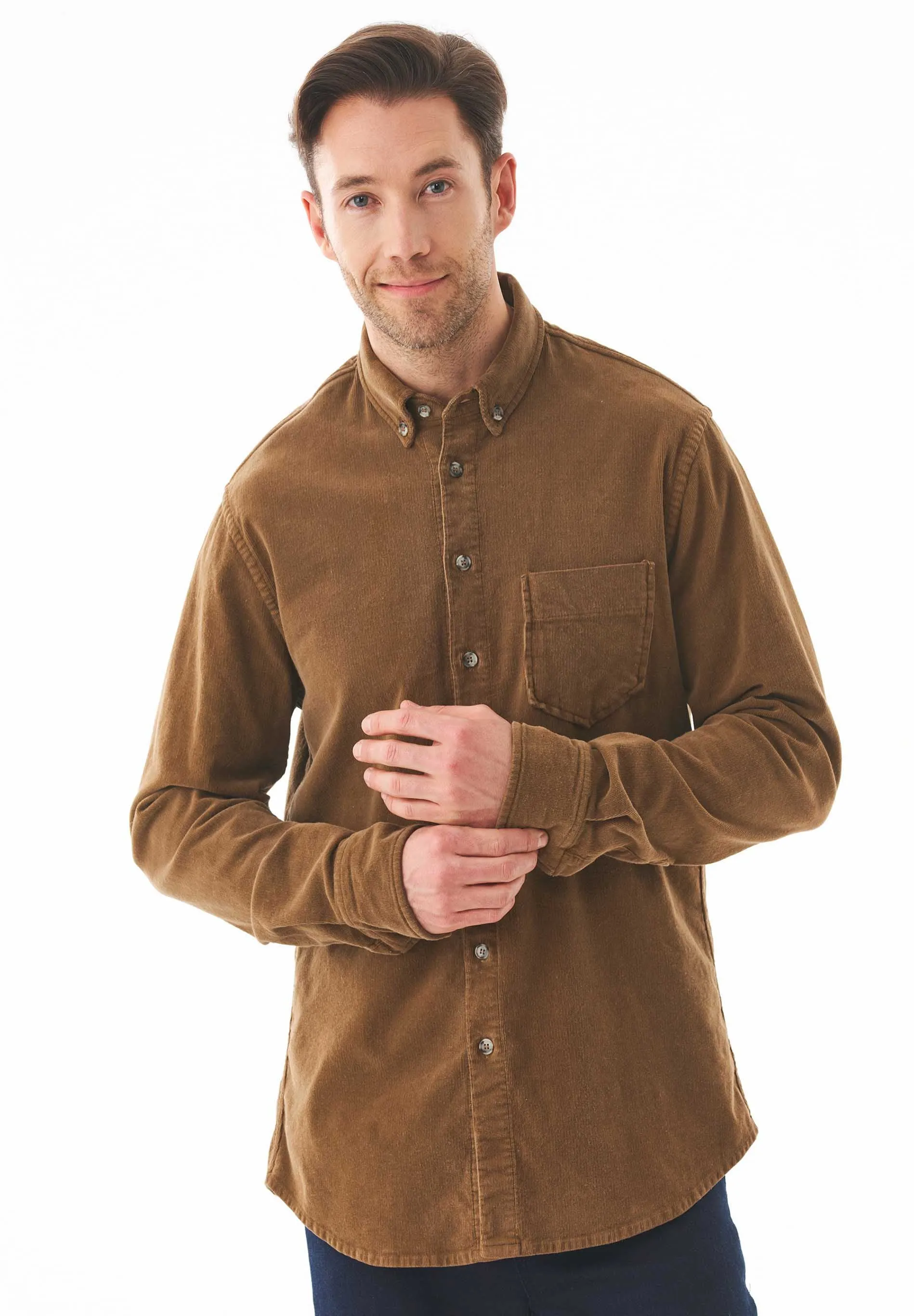 Men's Corduroy Button-Up Shirt Camel sold by Ivalo.com product image thumbnail 2