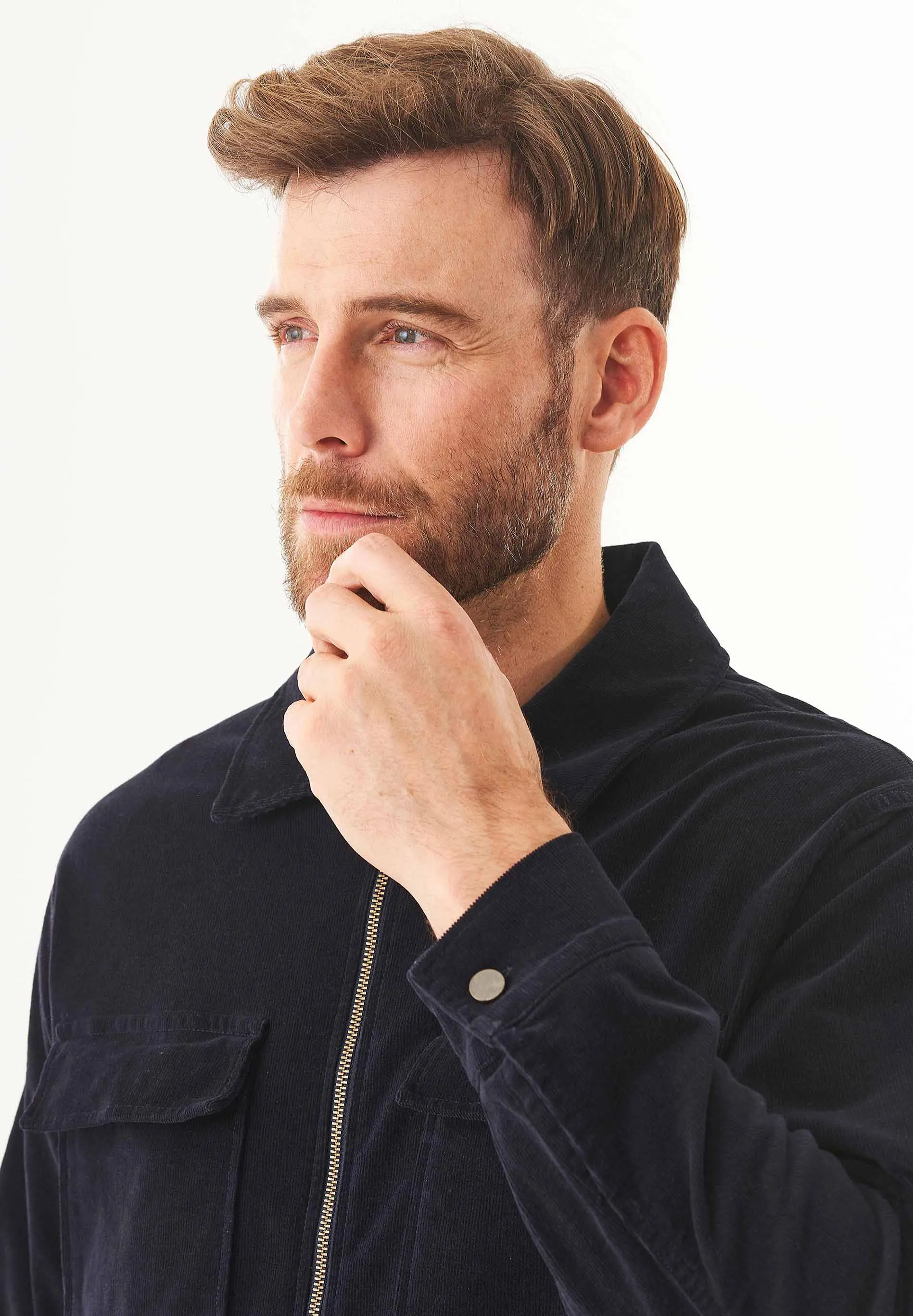 Men's Full Zip Corduroy Overshirt Dark Navy sold by Ivalo.com product image thumbnail 5