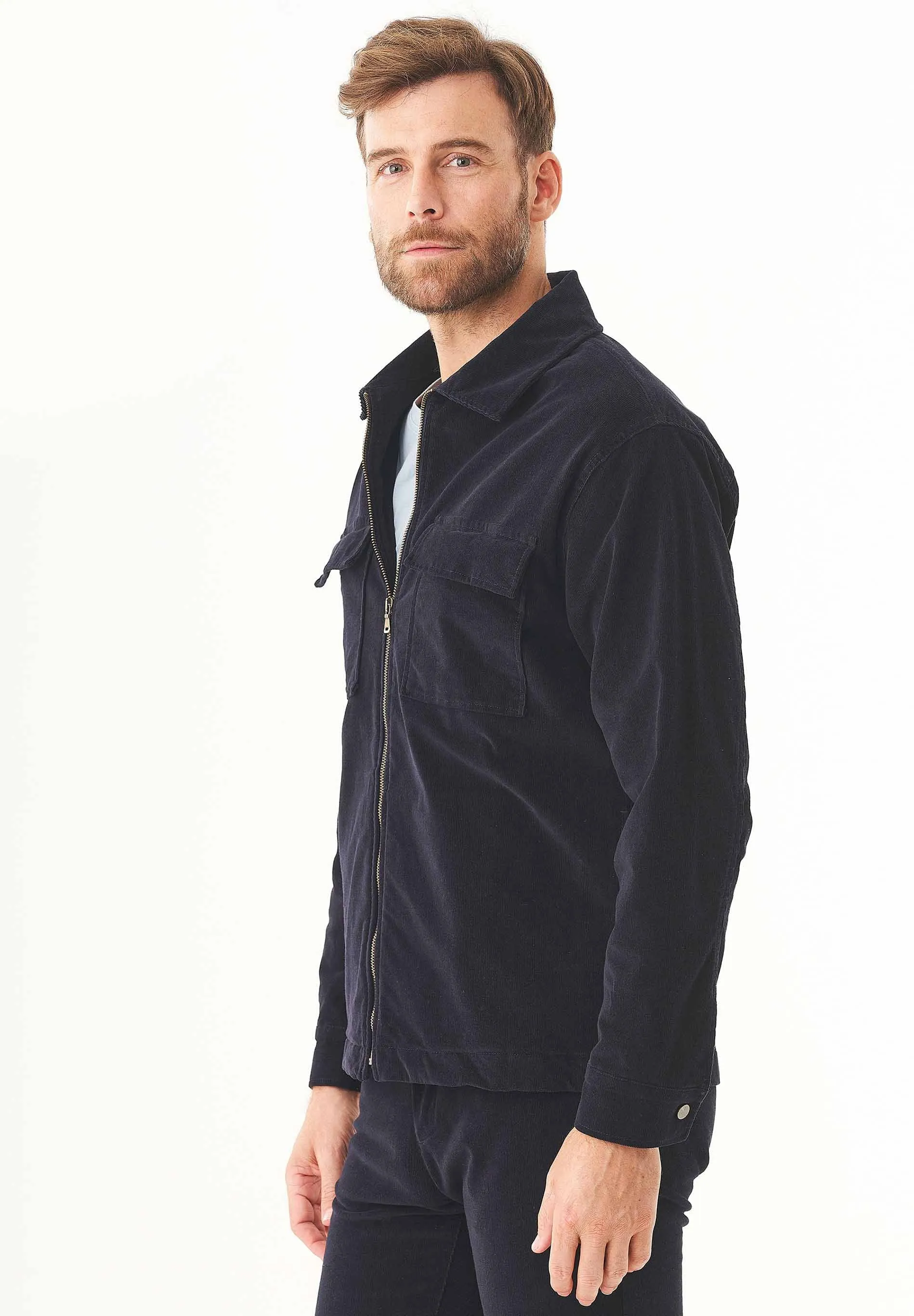 Men's Full Zip Corduroy Overshirt Dark Navy sold by Ivalo.com product image thumbnail 2
