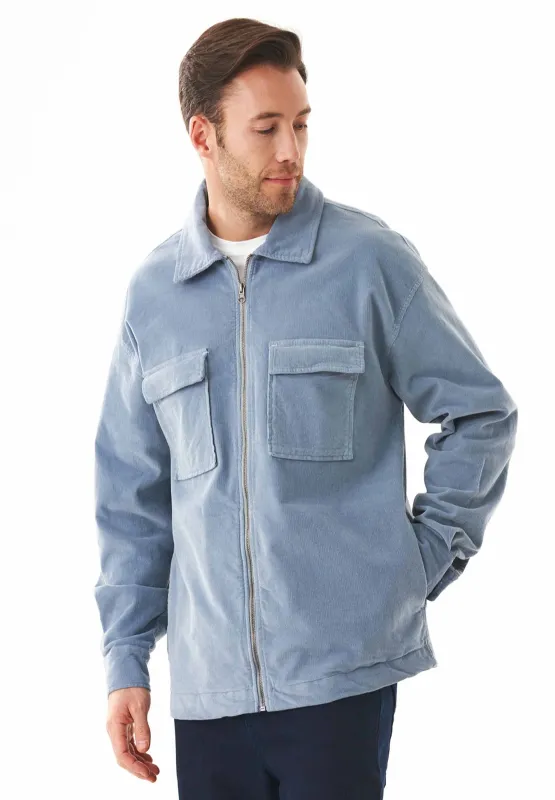 Men's Full Zip Corduroy Overshirt Dusty Blue sold by Ivalo.com