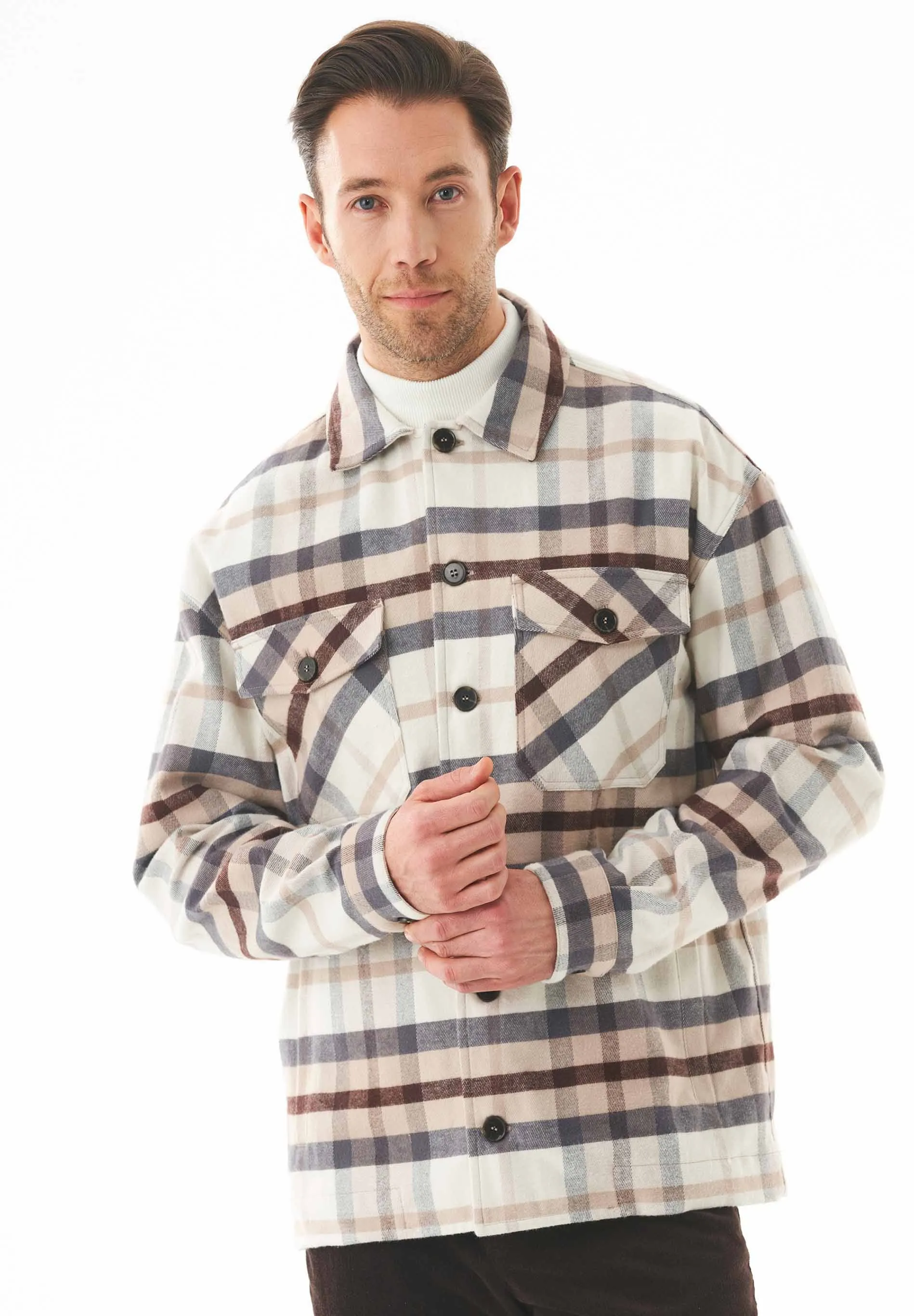 Men's Flannel Overshirt Plaid Multicolor sold by Ivalo.com