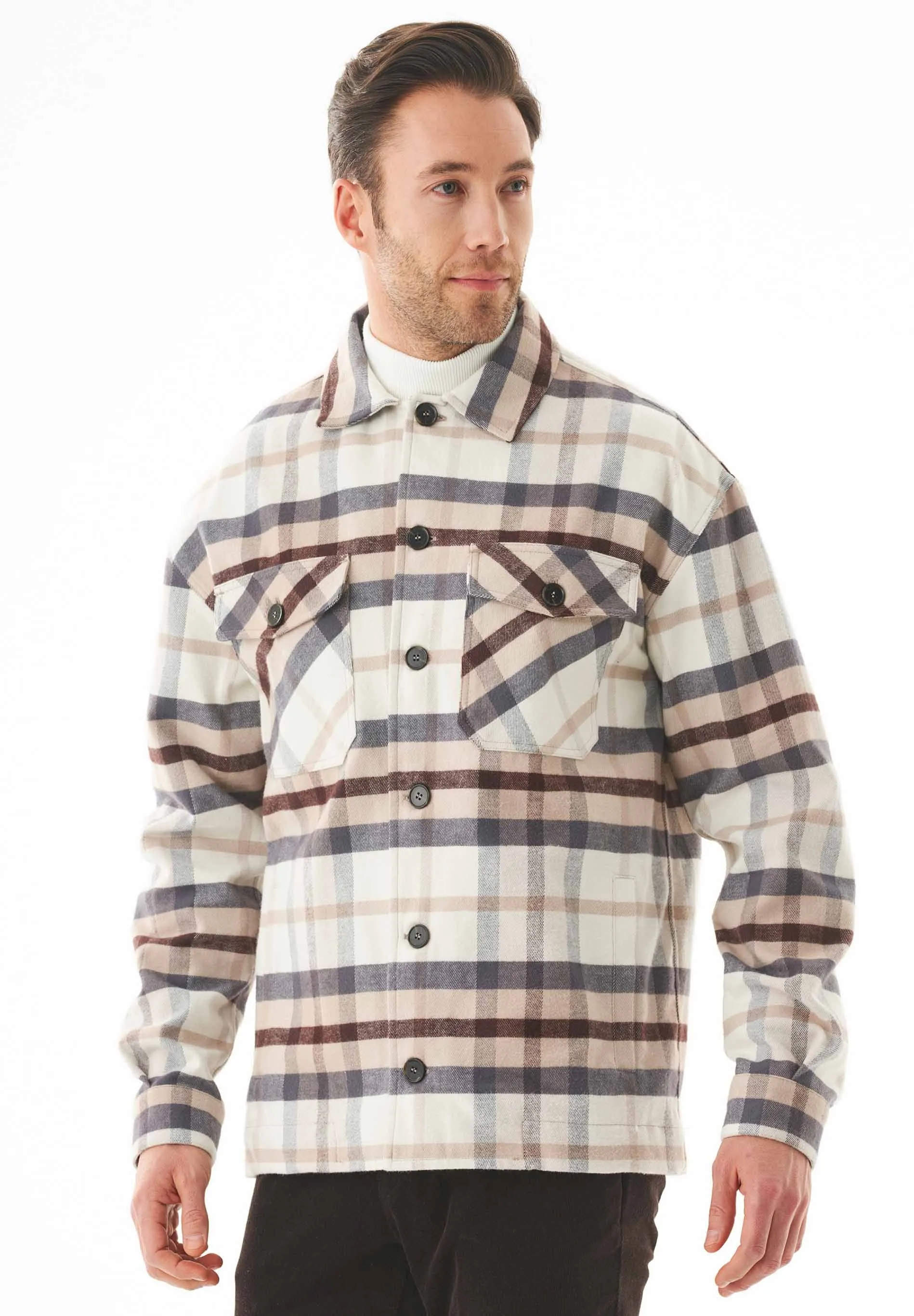 Men's Flannel Overshirt Plaid Multicolor sold by Ivalo.com product image thumbnail 4