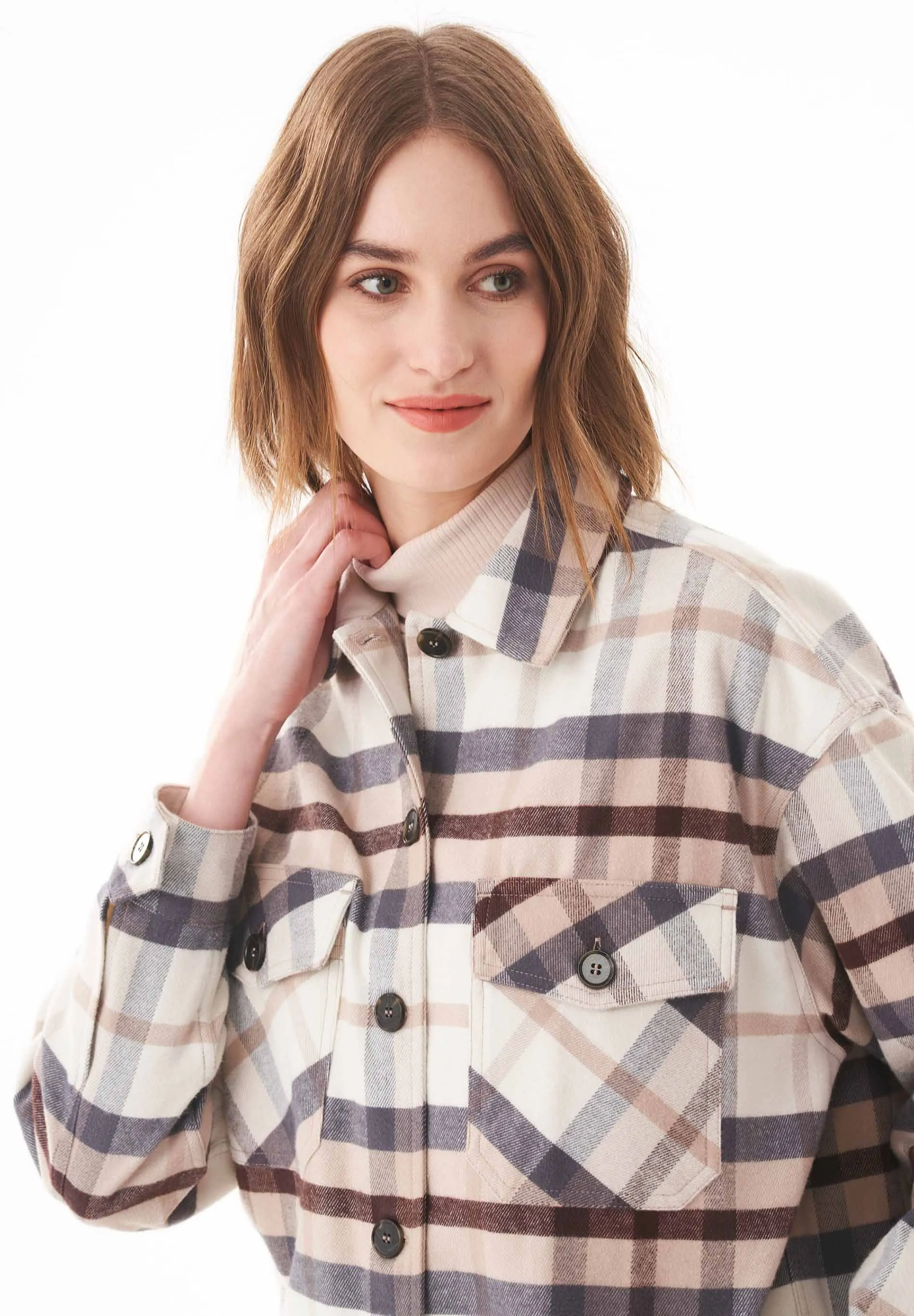 Women's Flannel Overshirt Plaid Multicolor sold by Ivalo.com product image thumbnail 5
