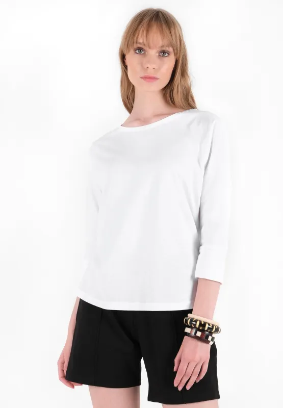 Women's 3/4 Sleeve Organic Cotton Top White sold by Ivalo.com