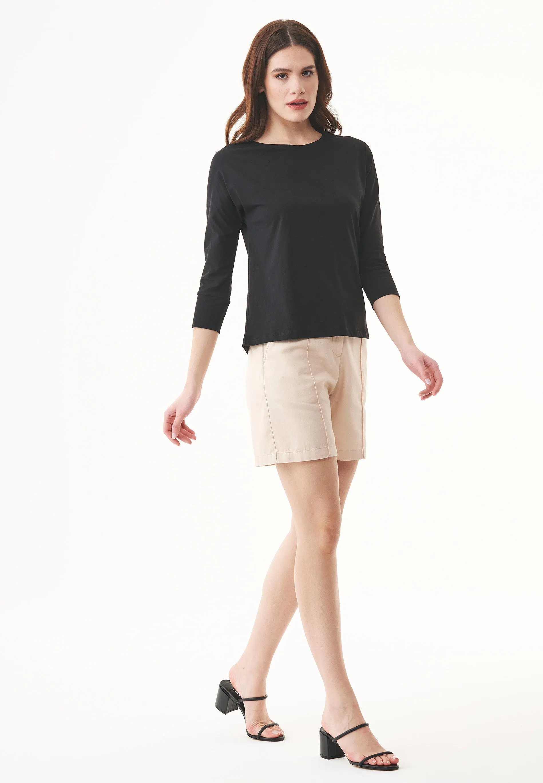 Women's 3/4 Sleeve Organic Cotton Top Black sold by Ivalo.com product image thumbnail 3