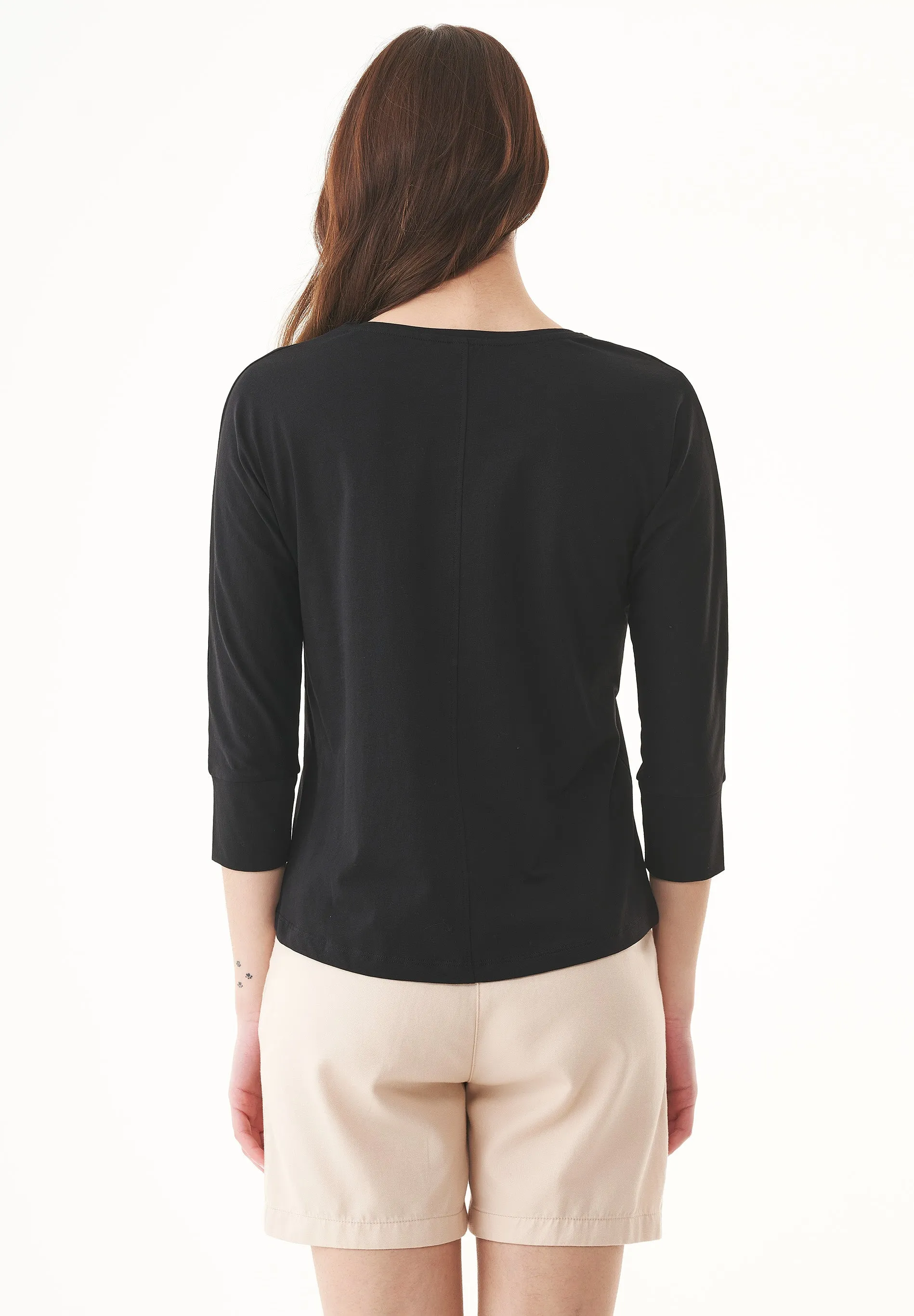 Women's 3/4 Sleeve Organic Cotton Top Black sold by Ivalo.com product image thumbnail 2