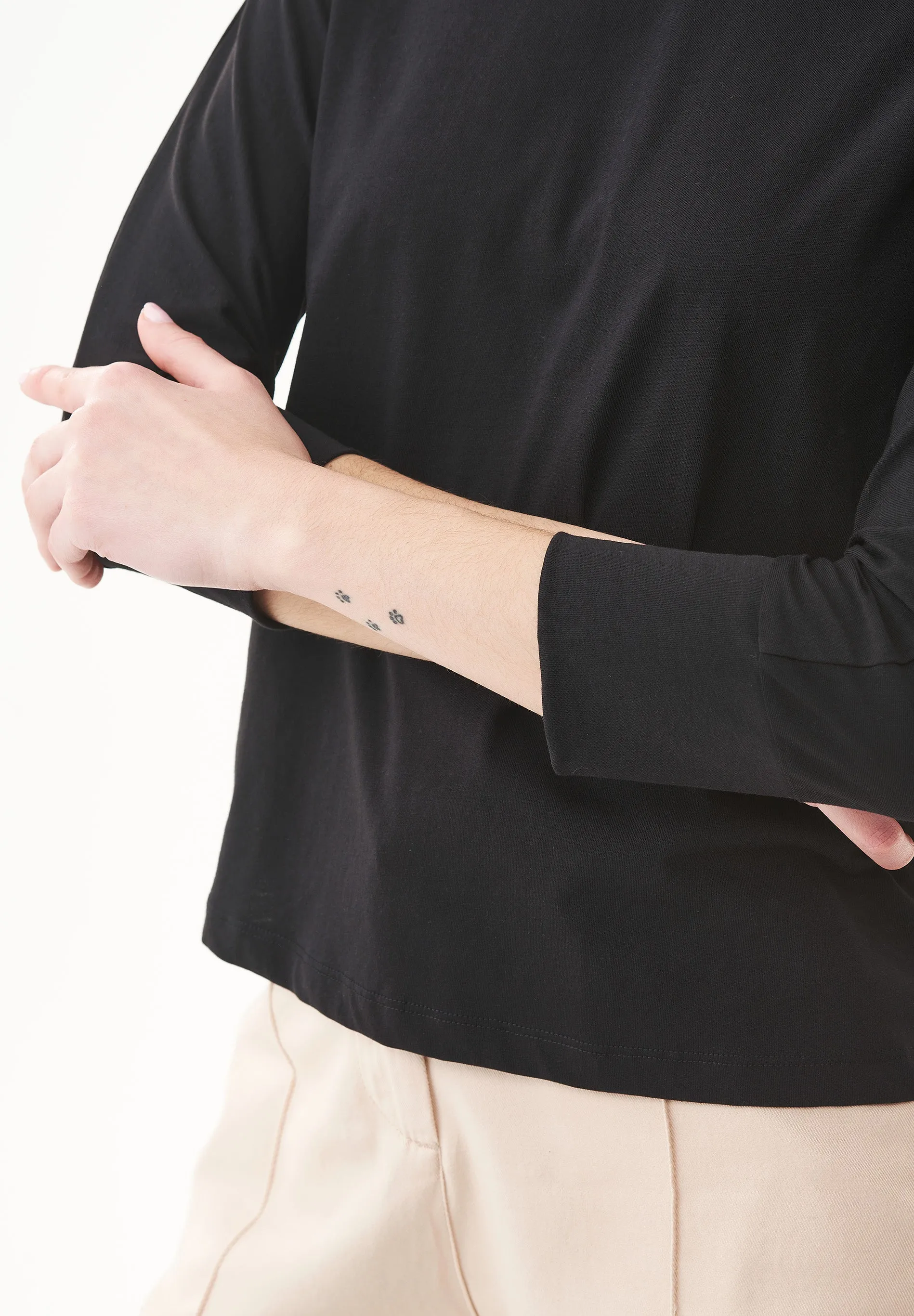 Women's 3/4 Sleeve Organic Cotton Top Black sold by Ivalo.com product image thumbnail 5