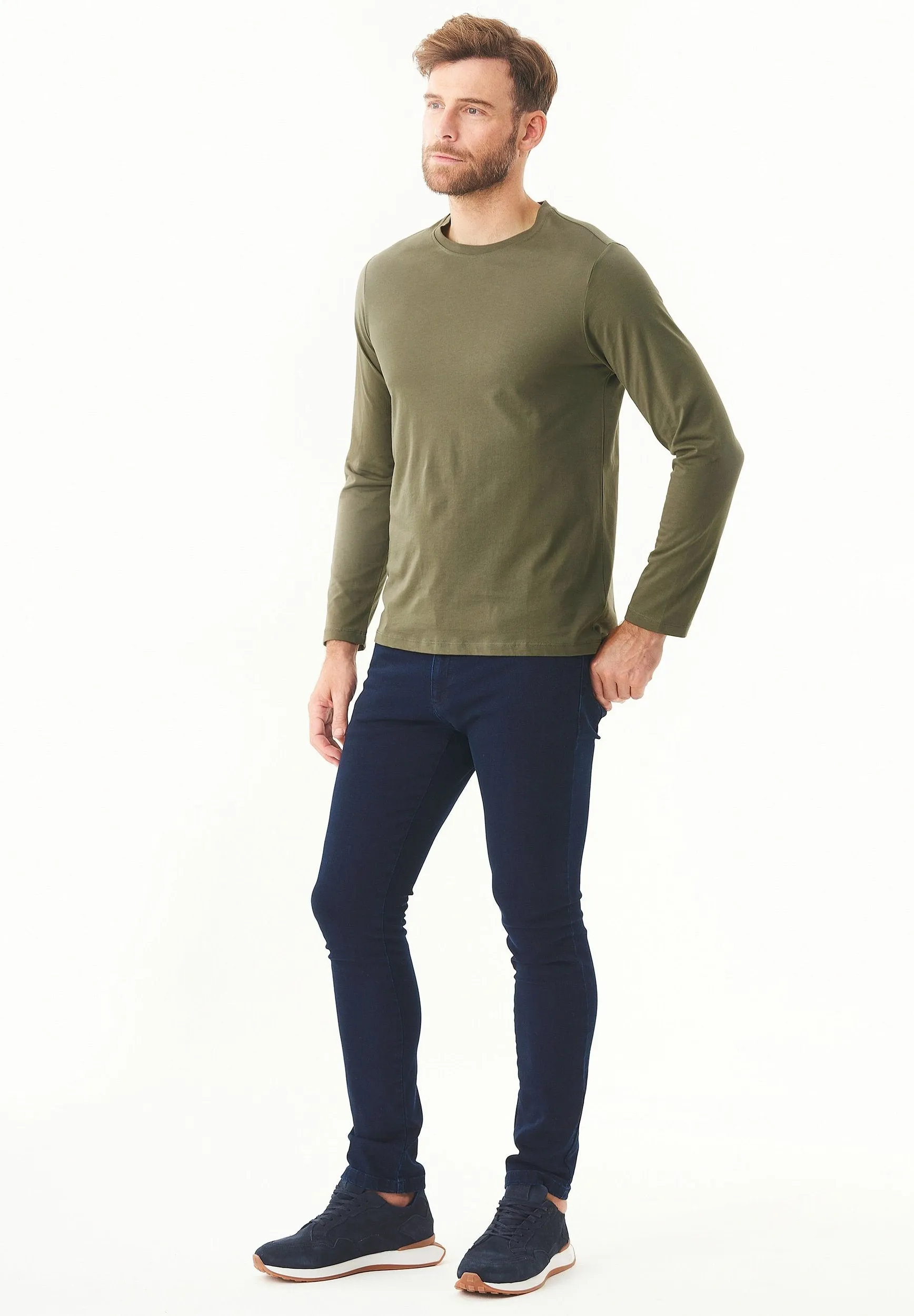 Men's Casual Long-Sleeved T-Shirt Military Olive sold by Ivalo.com product image thumbnail 3