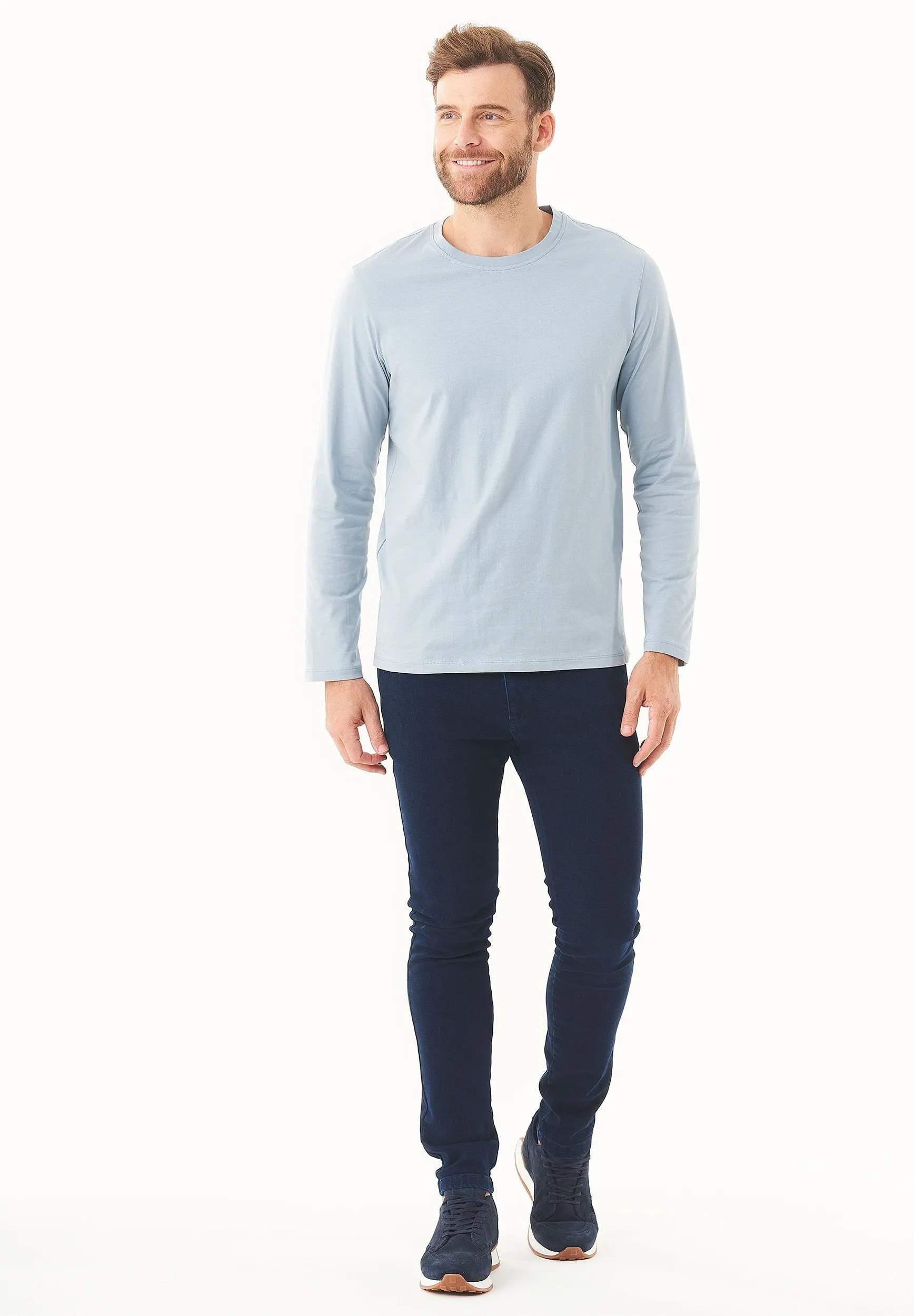 Men's Casual Long-Sleeved T-Shirt Dusty Blue sold by Ivalo.com product image thumbnail 2