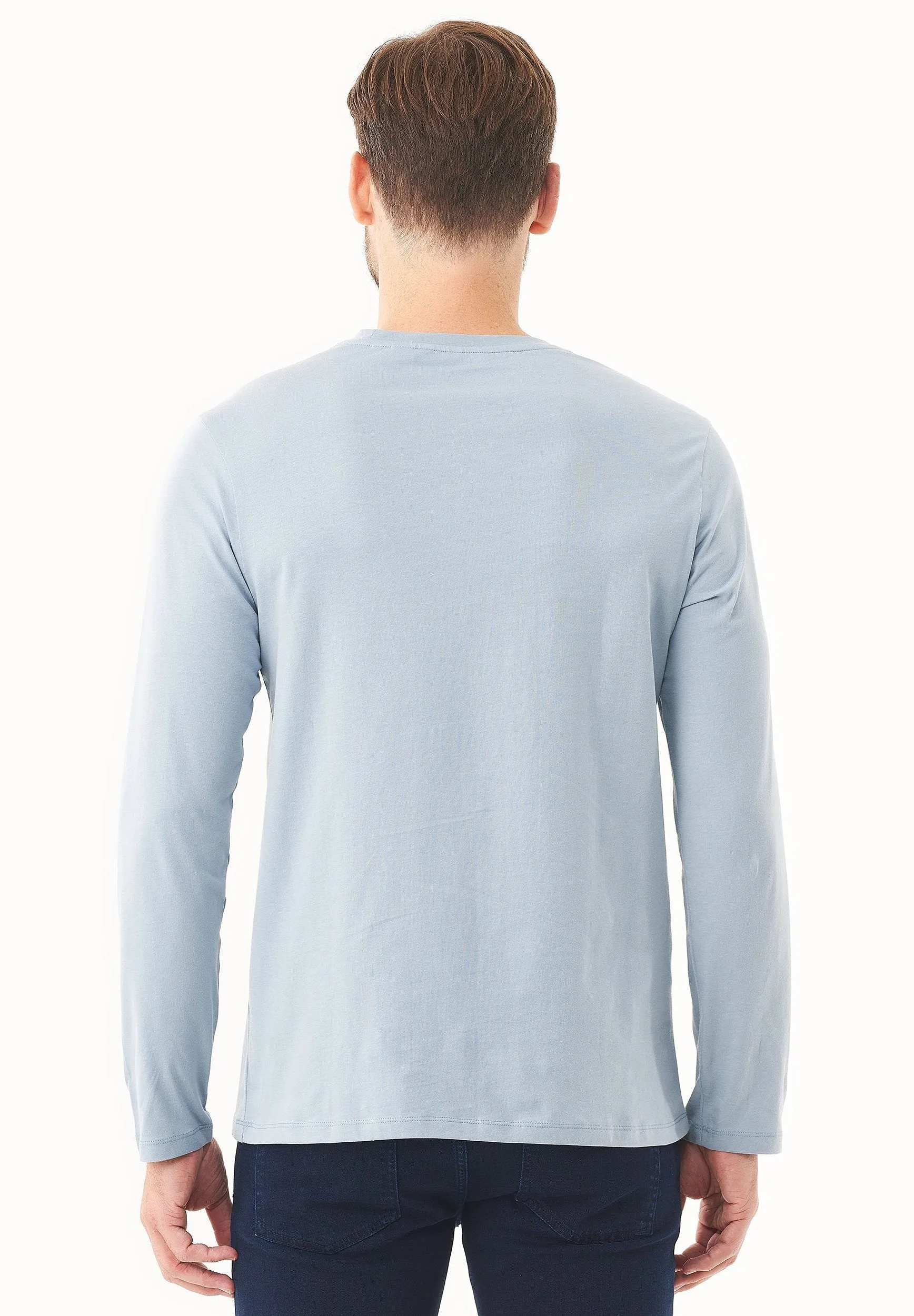 Men's Casual Long-Sleeved T-Shirt Dusty Blue sold by Ivalo.com product image thumbnail 4