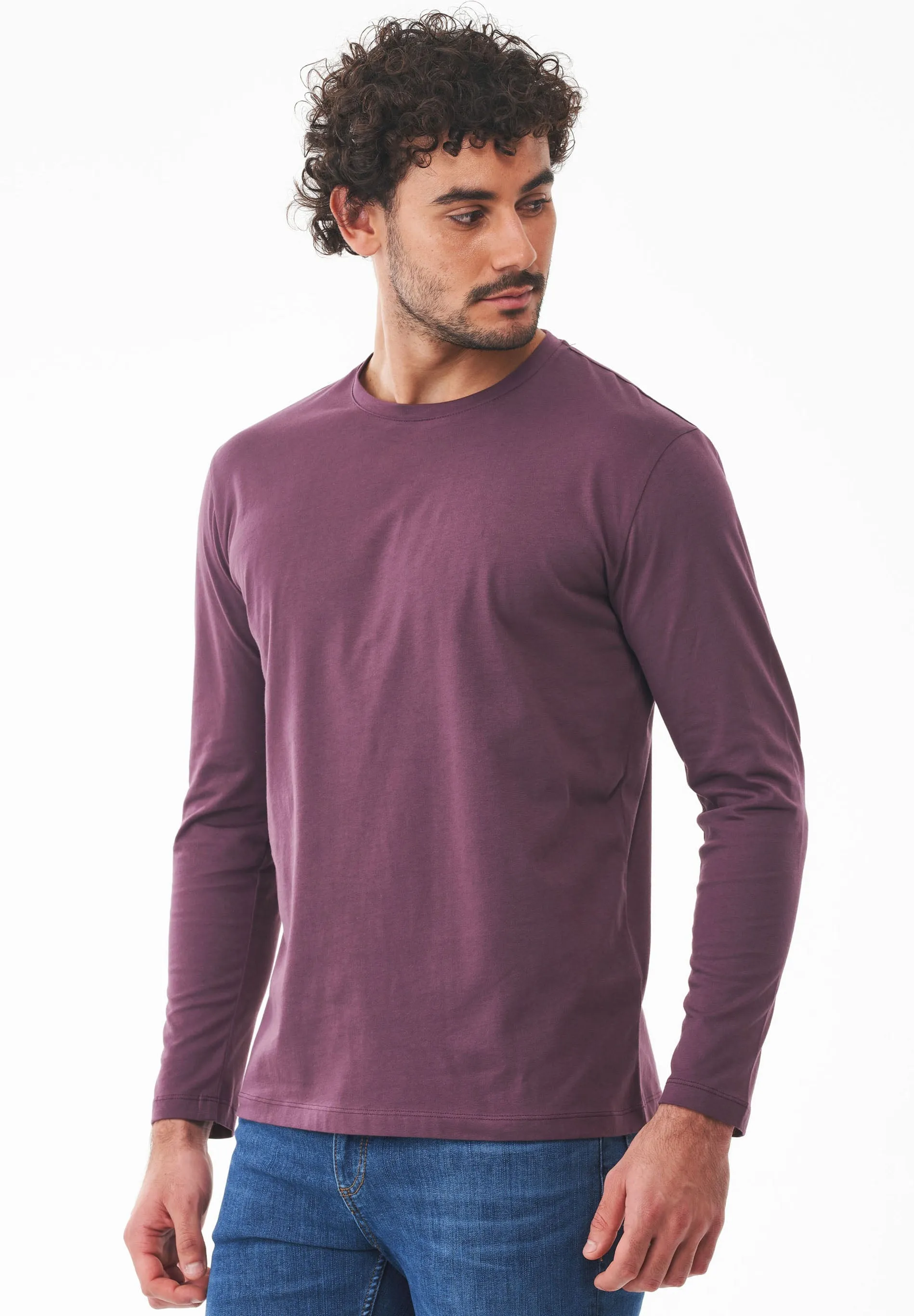 Men's Casual Long-Sleeved T-Shirt Dark Fig sold by Ivalo.com product image thumbnail 5