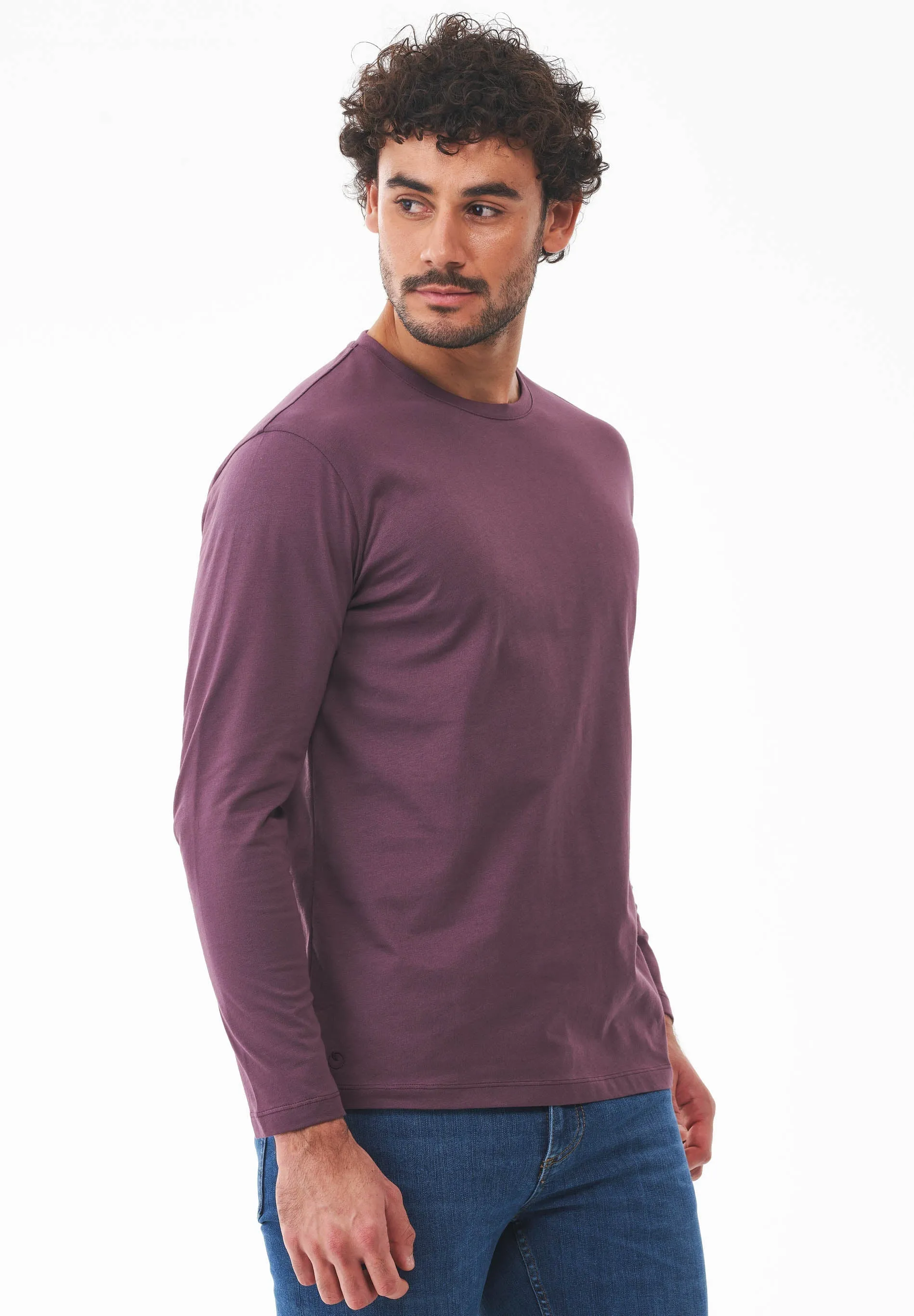 Men's Casual Long-Sleeved T-Shirt Dark Fig sold by Ivalo.com product image thumbnail 3