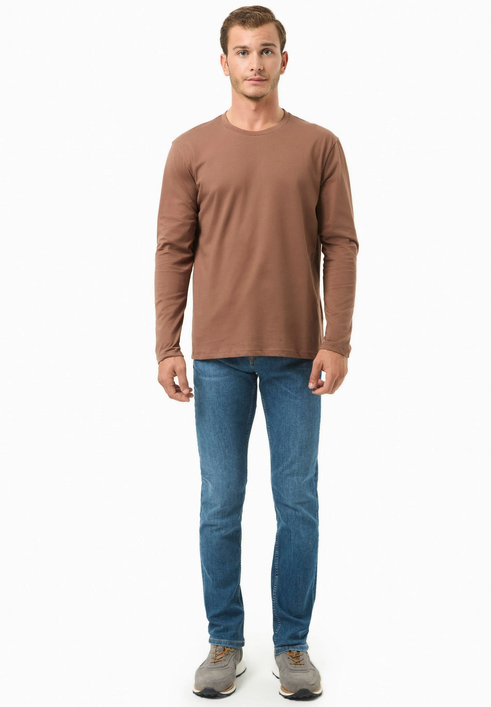 Men's Casual Long-Sleeved T-Shirt Cocoa Brown sold by Ivalo.com product image thumbnail 3