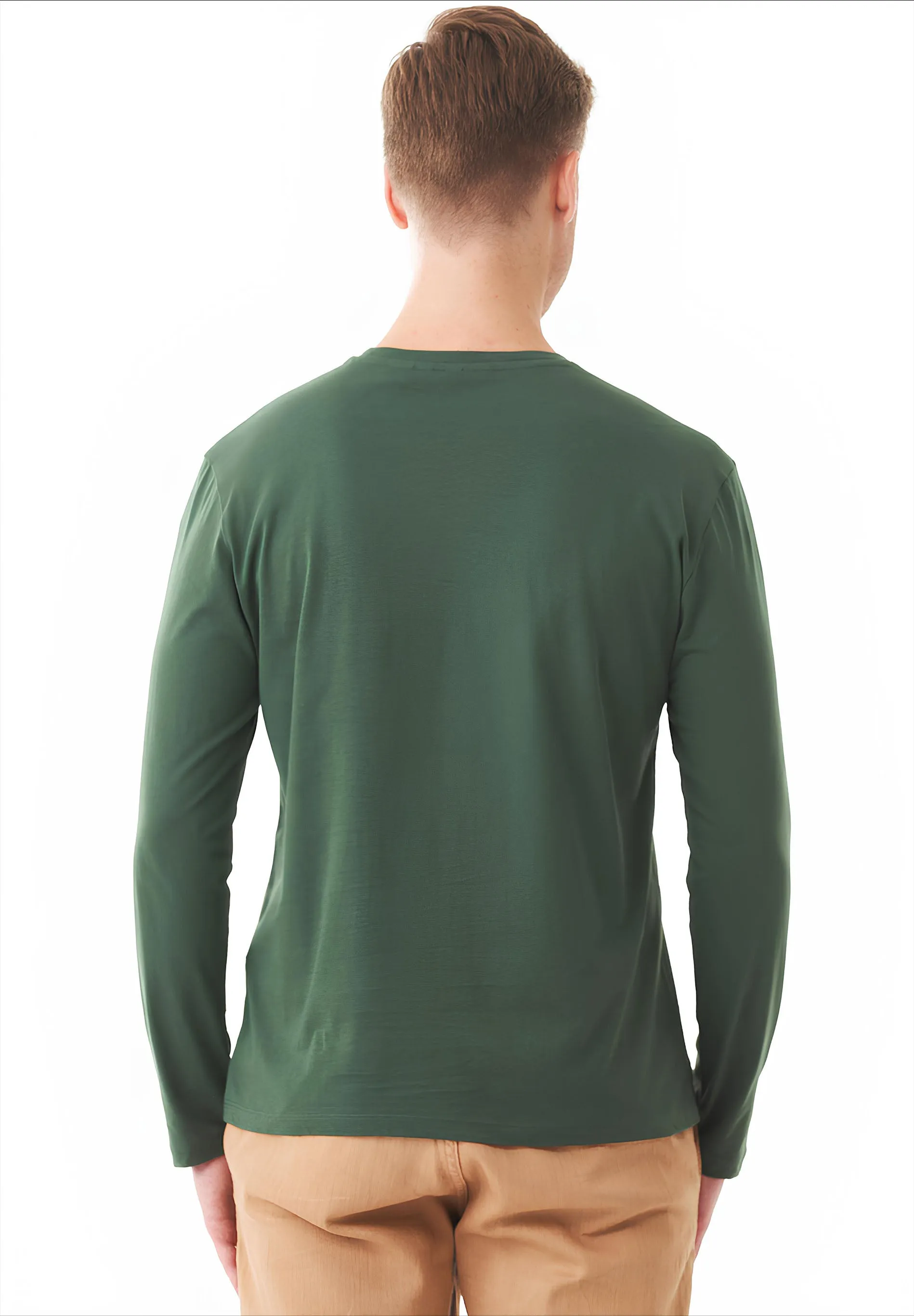 Men's Casual Long-Sleeved T-Shirt Dark Olive sold by Ivalo.com product image thumbnail 2