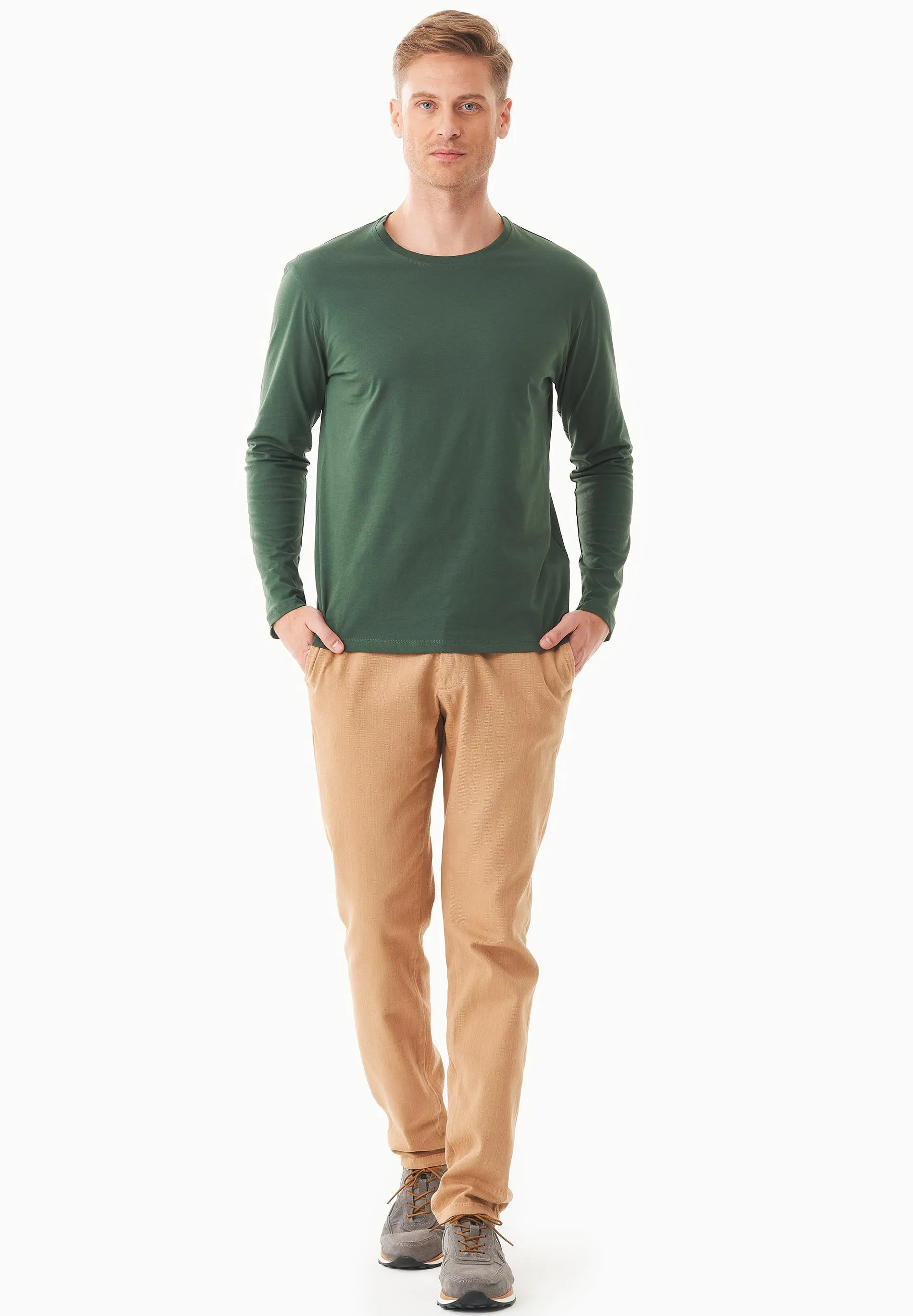 Men's Casual Long-Sleeved T-Shirt Dark Olive sold by Ivalo.com product image thumbnail 3