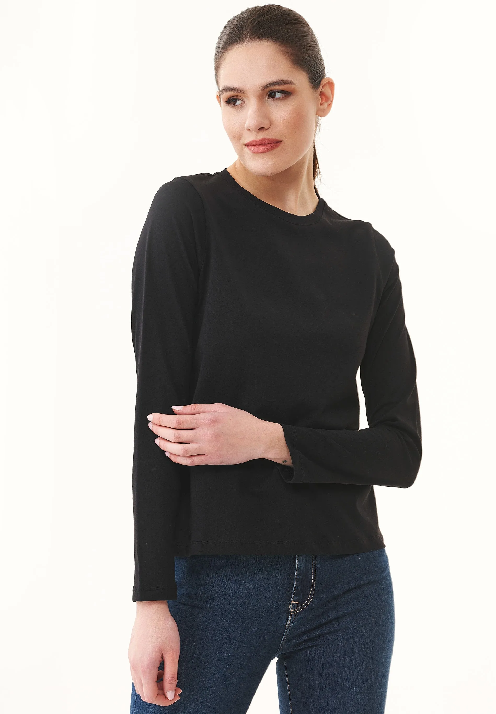 Women's Casual Long-Sleeved T-Shirt Black sold by Ivalo.com