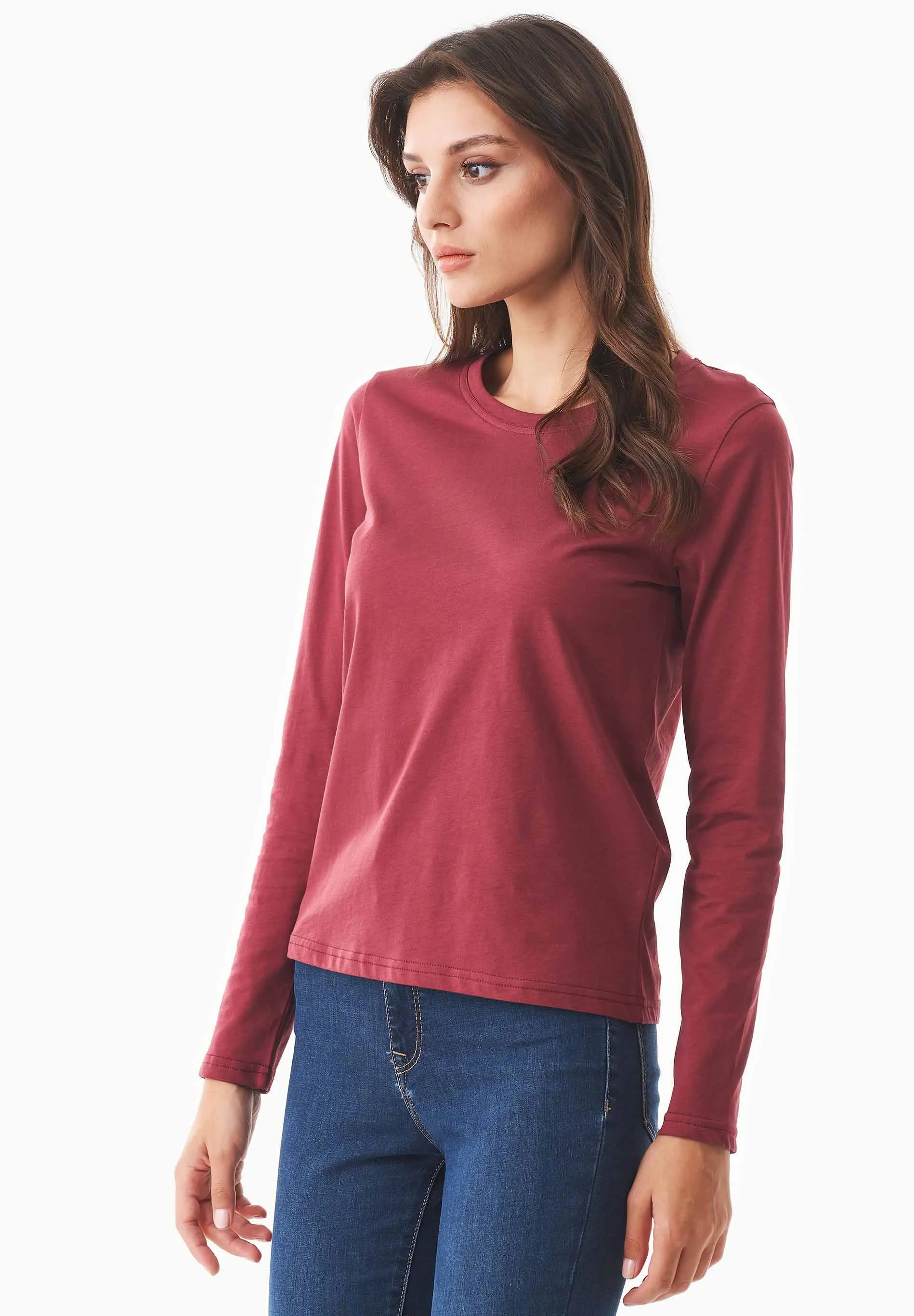 Women's Casual Long-Sleeved T-Shirt Syrah Red sold by Ivalo.com product image thumbnail 5
