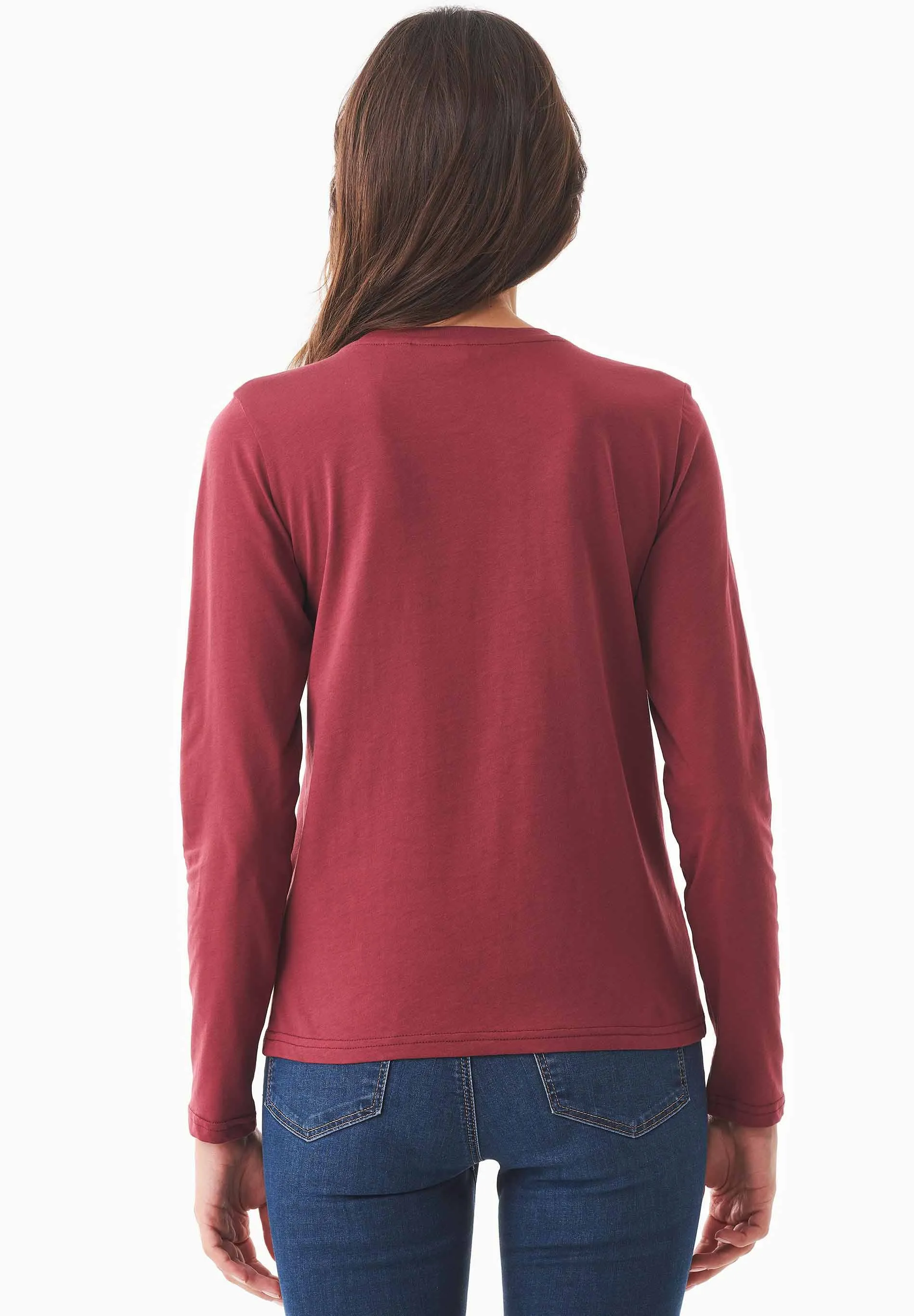 Women's Casual Long-Sleeved T-Shirt Syrah Red sold by Ivalo.com product image thumbnail 2