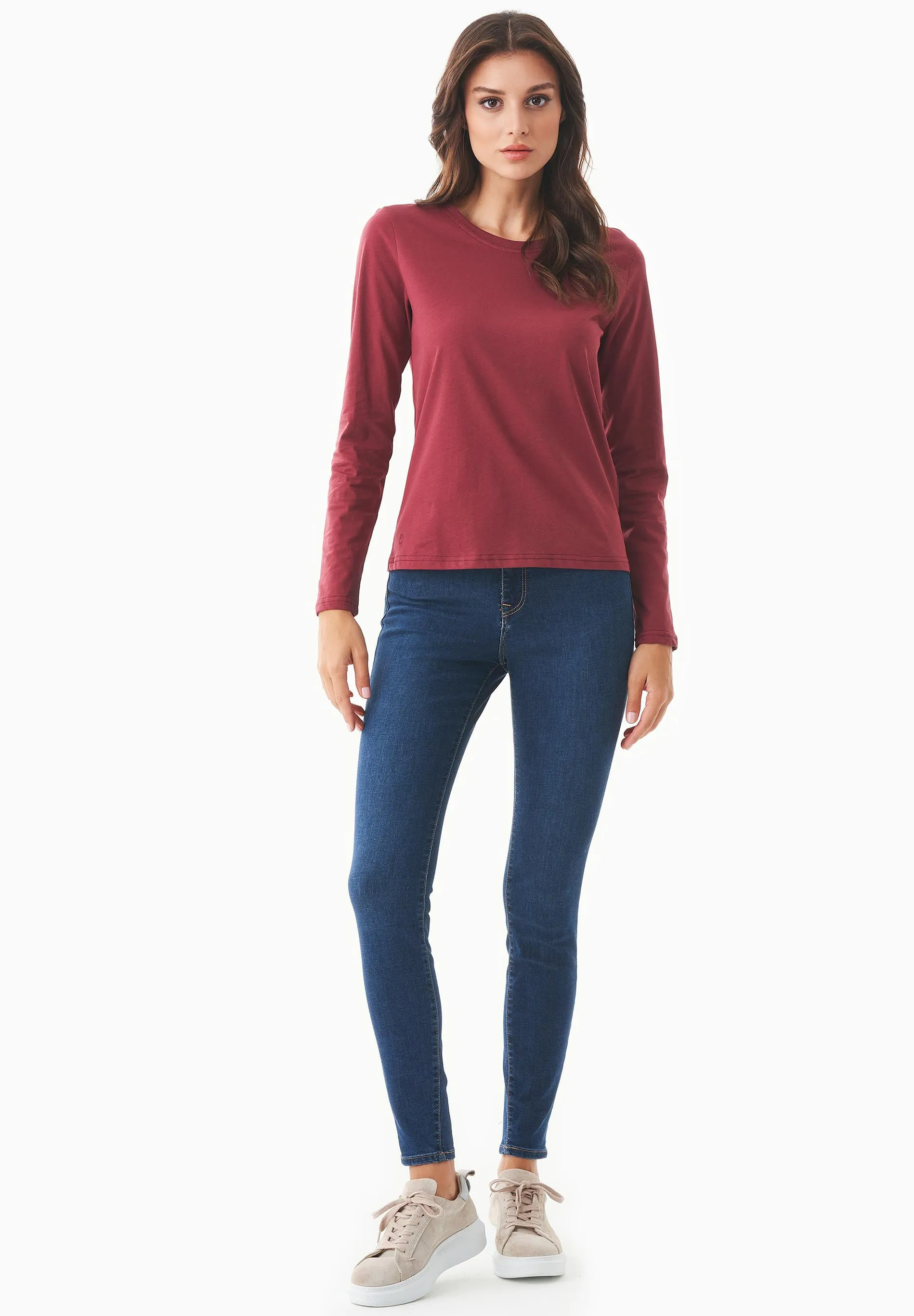 Women's Casual Long-Sleeved T-Shirt Syrah Red sold by Ivalo.com product image thumbnail 3