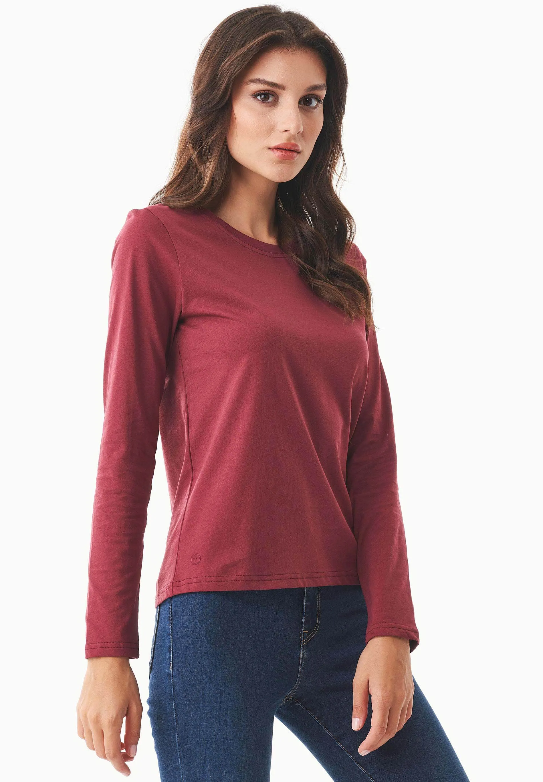 Women's Casual Long-Sleeved T-Shirt Syrah Red sold by Ivalo.com product image thumbnail 4