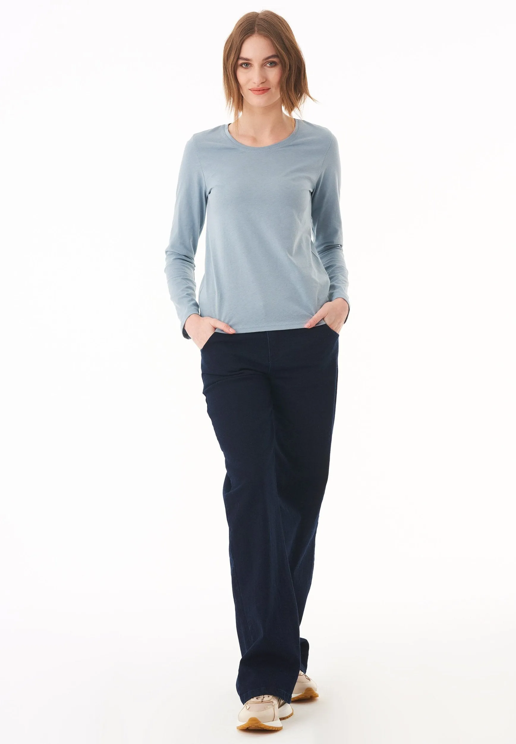 Women's Casual Long-Sleeved T-Shirt Dusty Blue sold by Ivalo.com product image thumbnail 3
