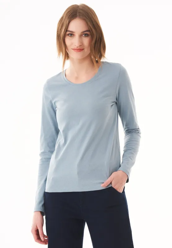 Women's Casual Long-Sleeved T-Shirt Dusty Blue sold by Ivalo.com