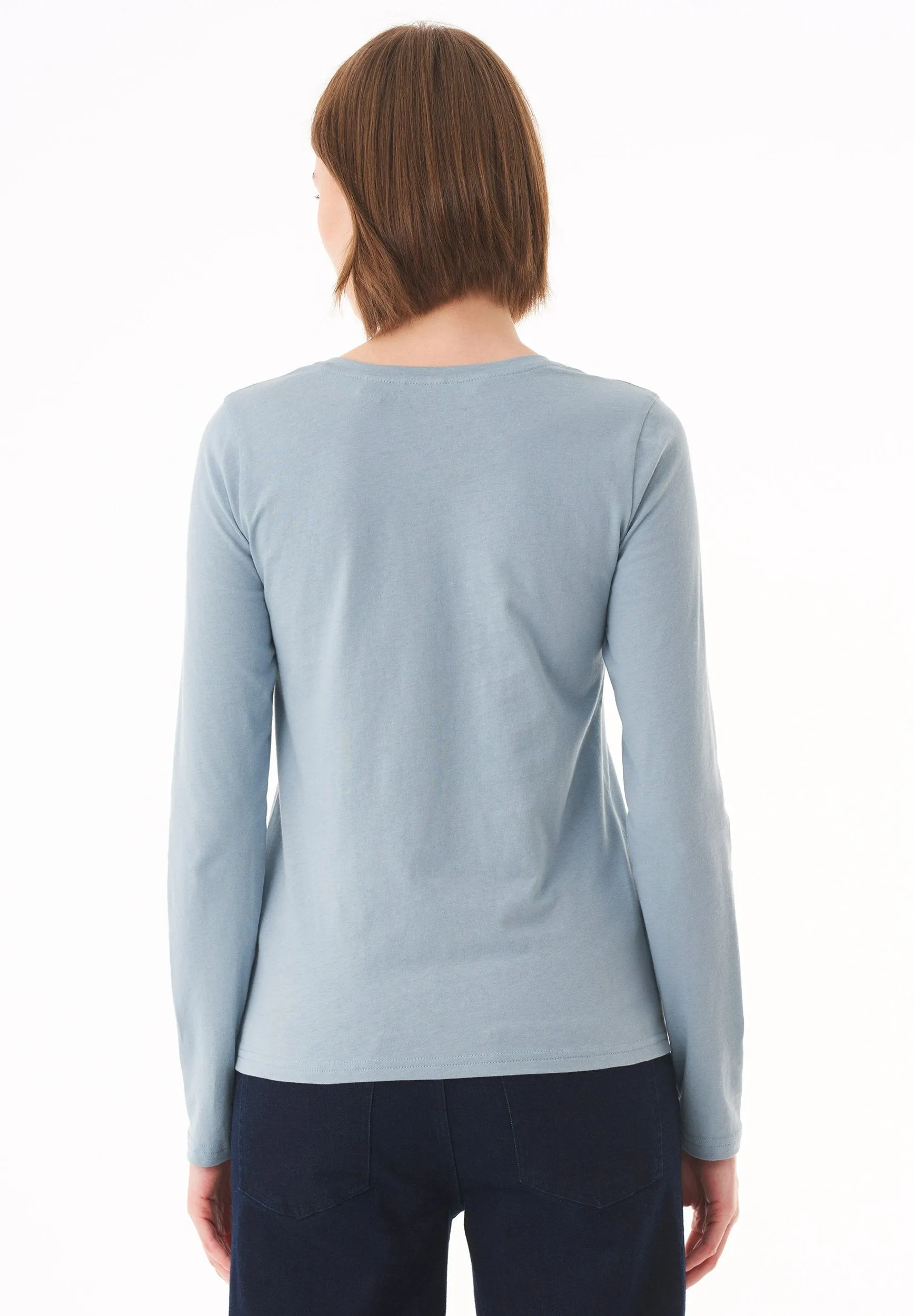 Women's Casual Long-Sleeved T-Shirt Dusty Blue sold by Ivalo.com product image thumbnail 2