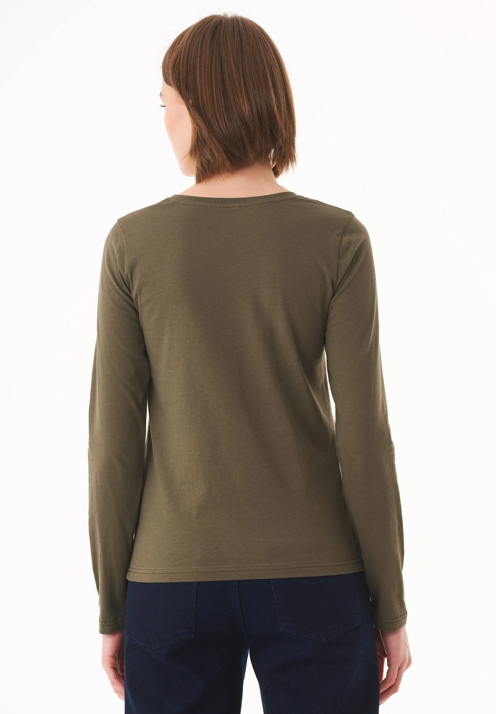 Women's Casual Long-Sleeved T-Shirt Military Olive sold by Ivalo.com product image thumbnail 2