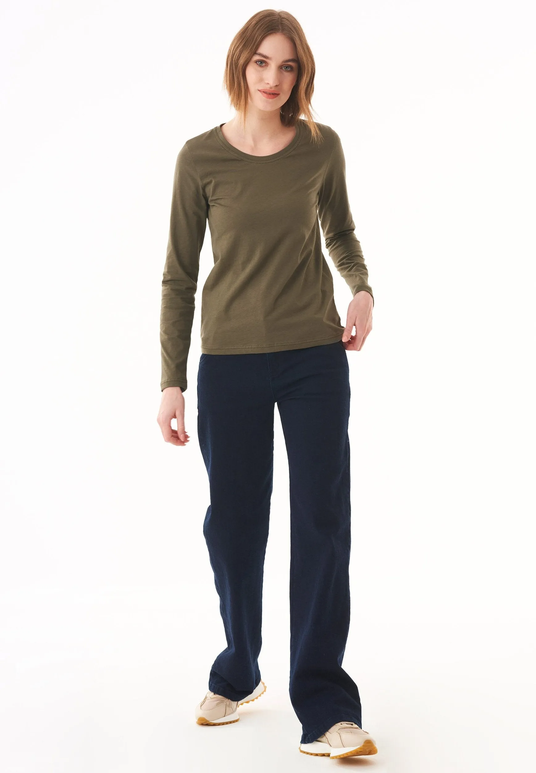 Women's Casual Long-Sleeved T-Shirt Military Olive sold by Ivalo.com product image thumbnail 3