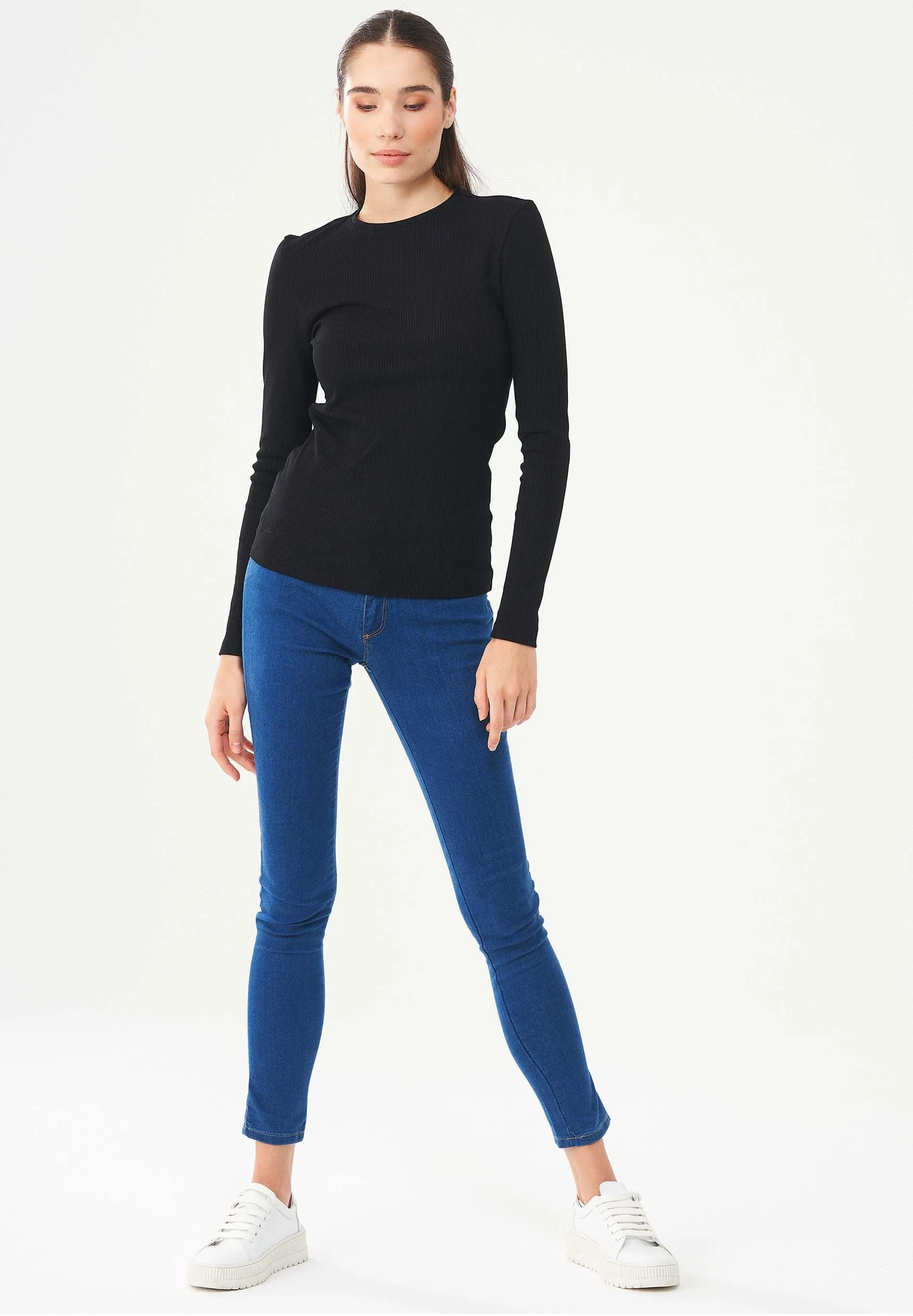 Women's Ribbed Round Neck Long-Sleeved Top Black sold by Ivalo.com product image thumbnail 4