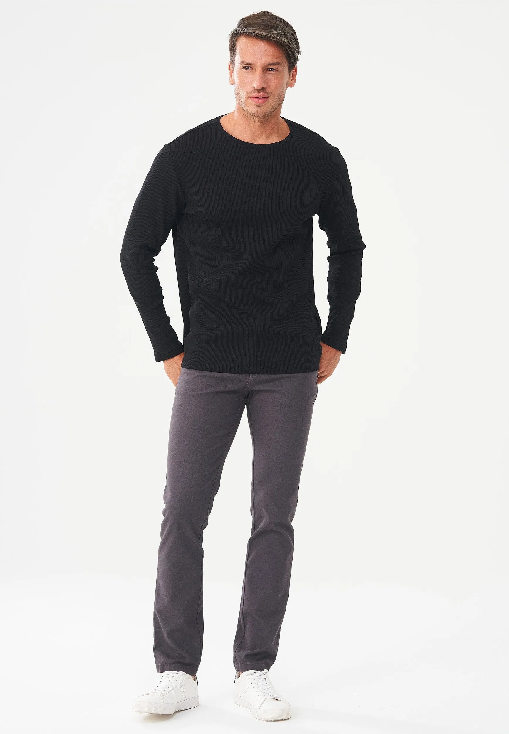 Men's Long-Sleeved Ribbed O-Neck Shirt Black sold by Ivalo.com product image thumbnail 4