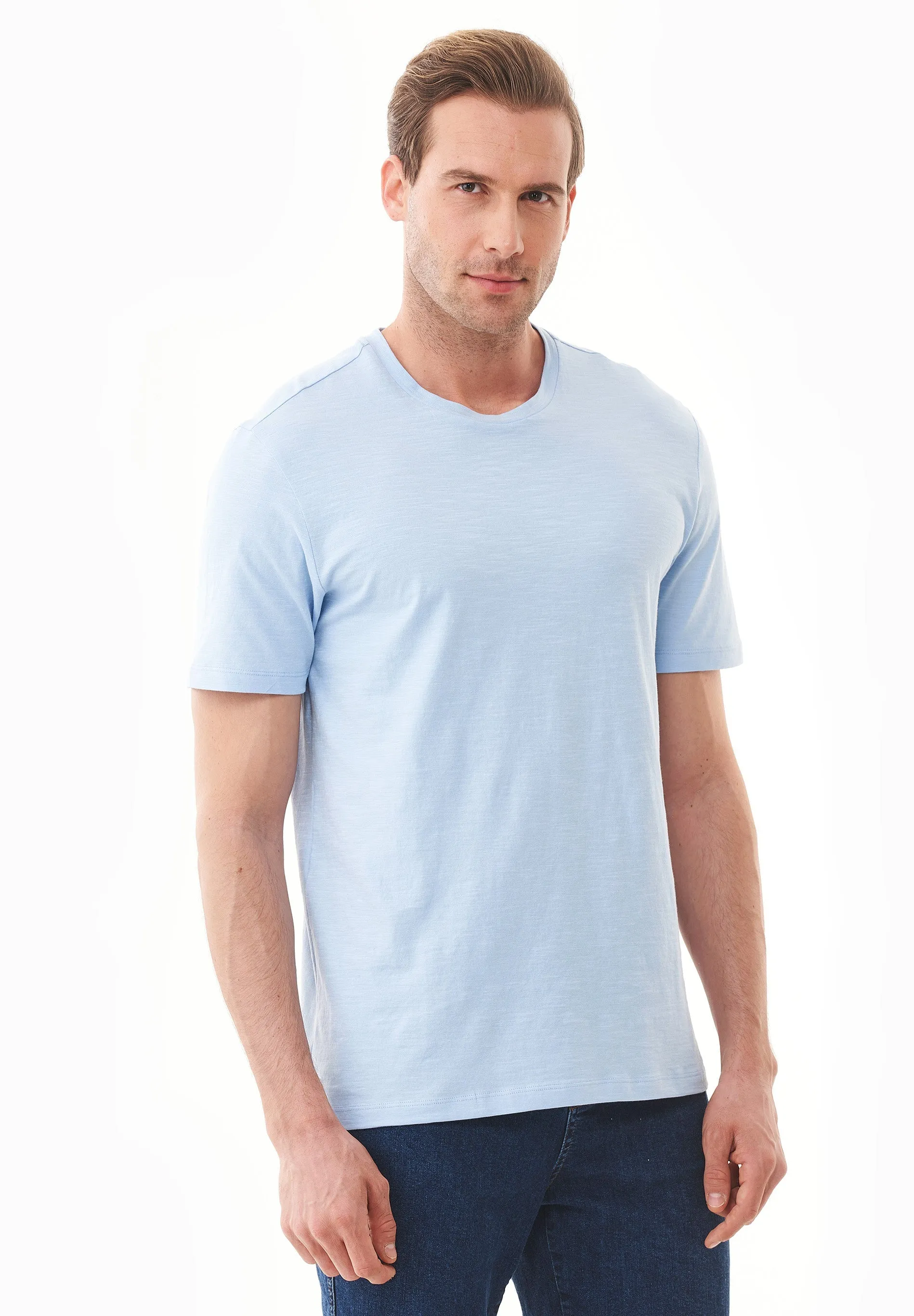 Men's Basic Round Neck T-Shirt Powder Blue sold by Ivalo.com product image thumbnail 5