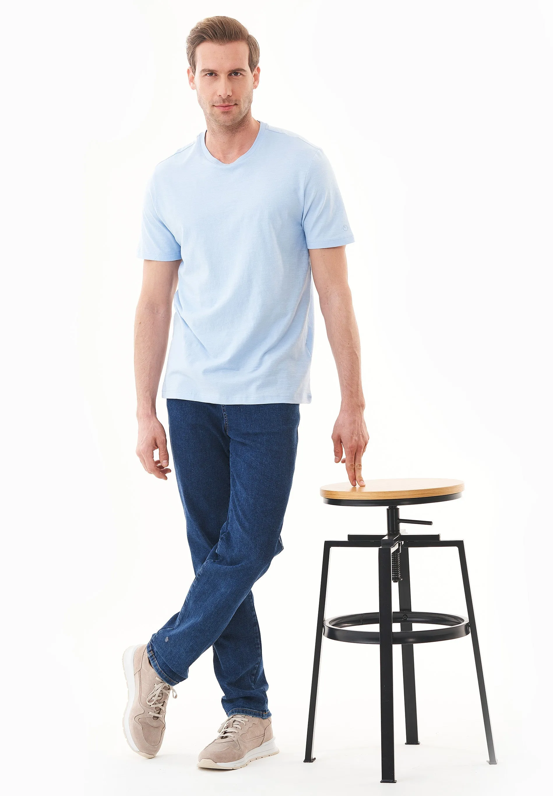 Men's Basic Round Neck T-Shirt Powder Blue sold by Ivalo.com product image thumbnail 4