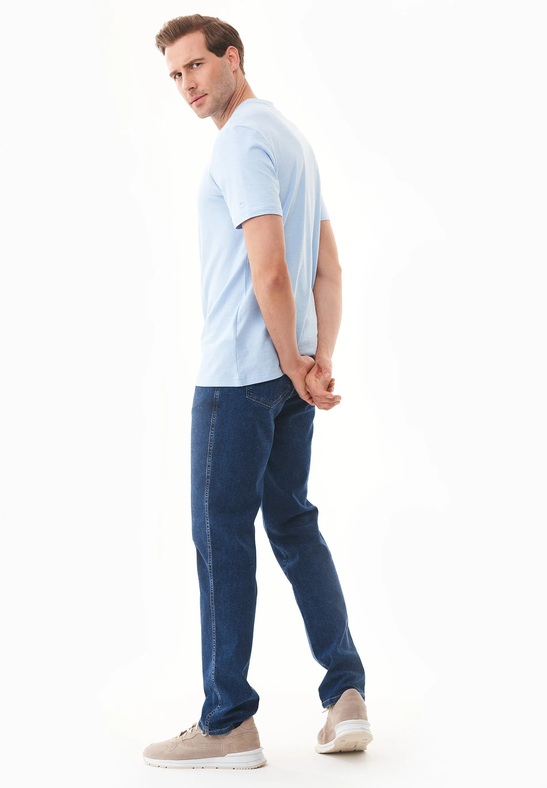 Men's Basic Round Neck T-Shirt Powder Blue sold by Ivalo.com product image thumbnail 3